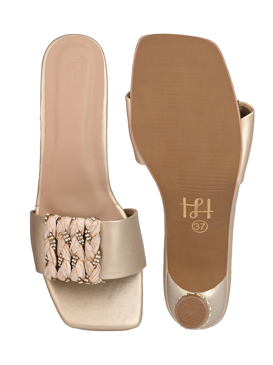 Hydes N Hues Gold kitten Heel Sandal