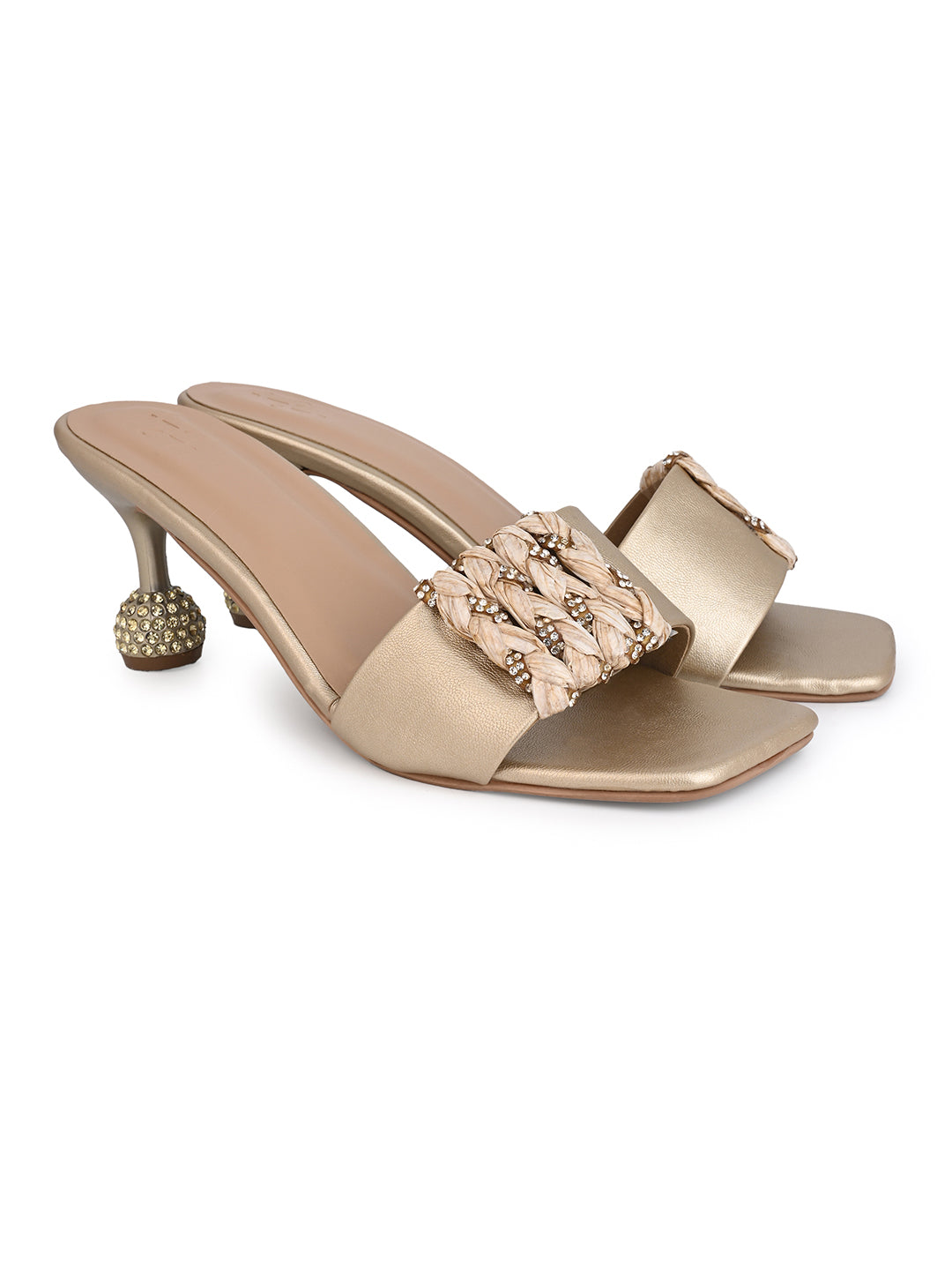 Hydes N Hues Gold kitten Heel Sandal