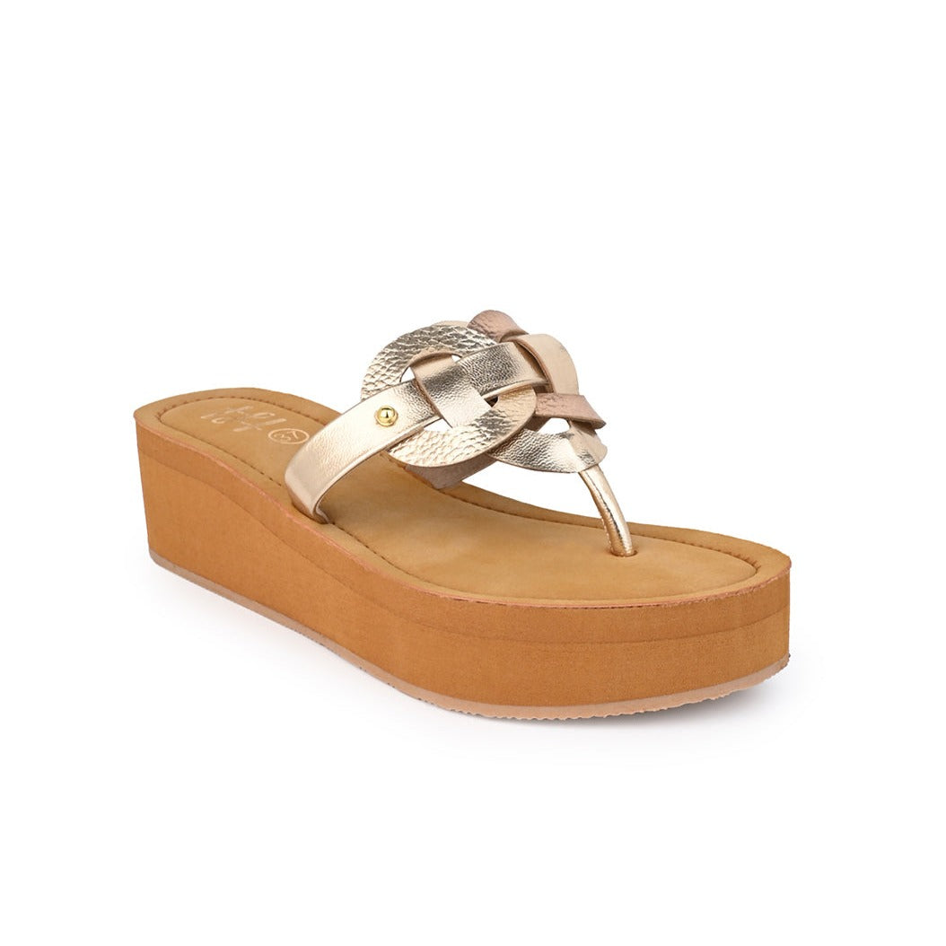 Hydes N Hues Golden Textured Design Block Heels