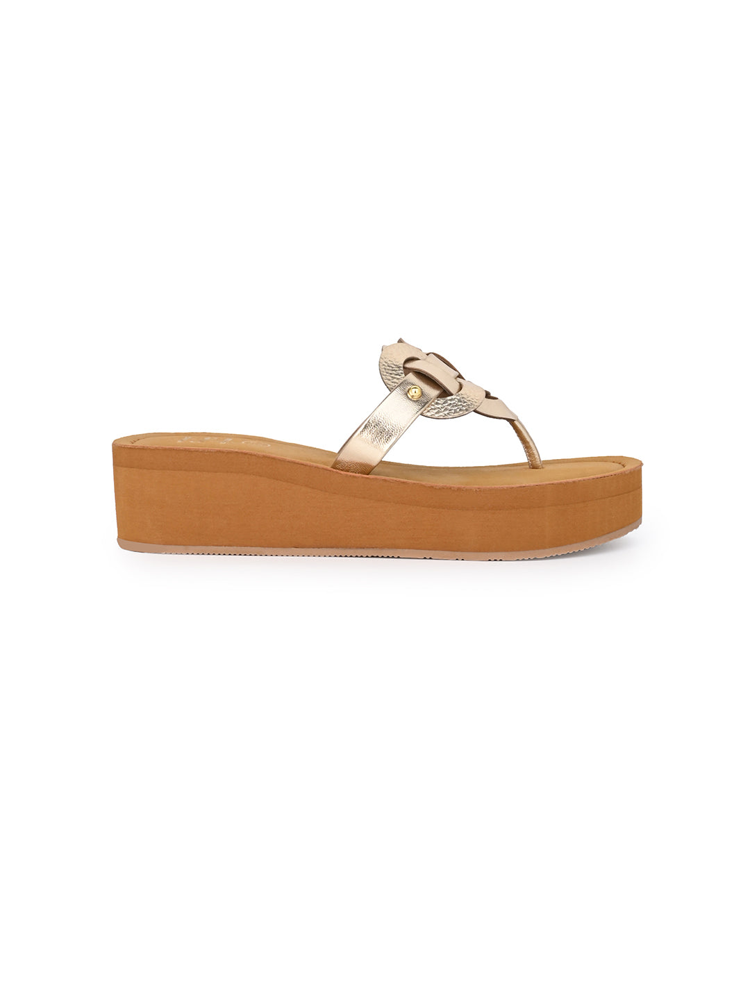 Hydes N Hues Golden Textured Design Block Heels