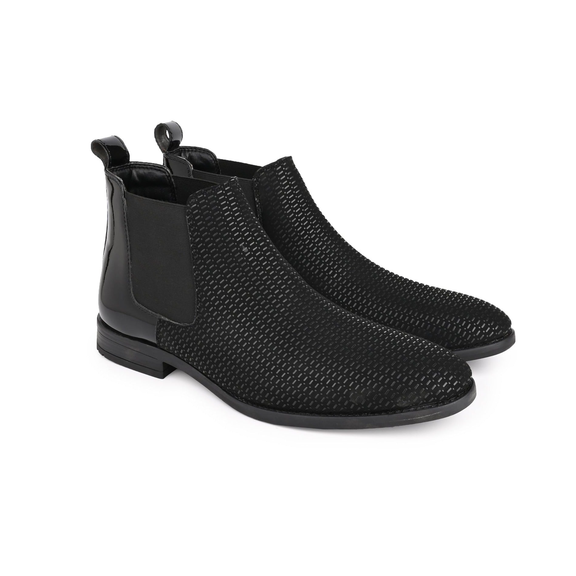 Hydes N Hues Men Black Textured Boots