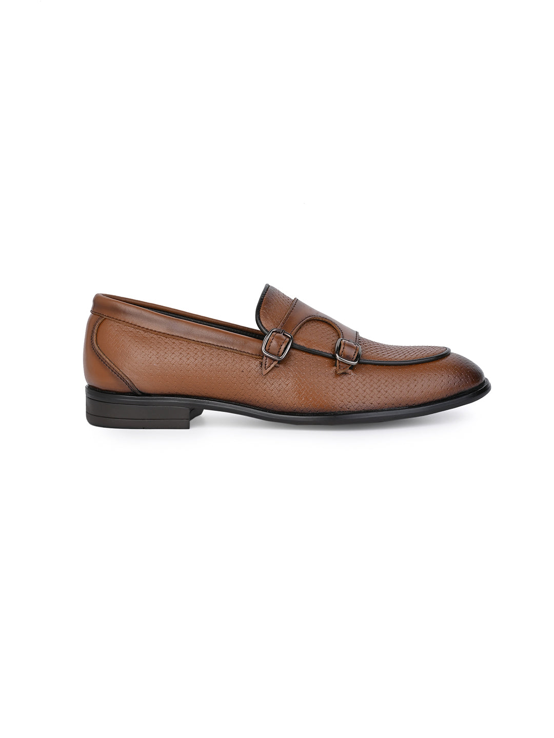 Hydes N Hues Men Tan Leather Monkstrap Slip-Ons