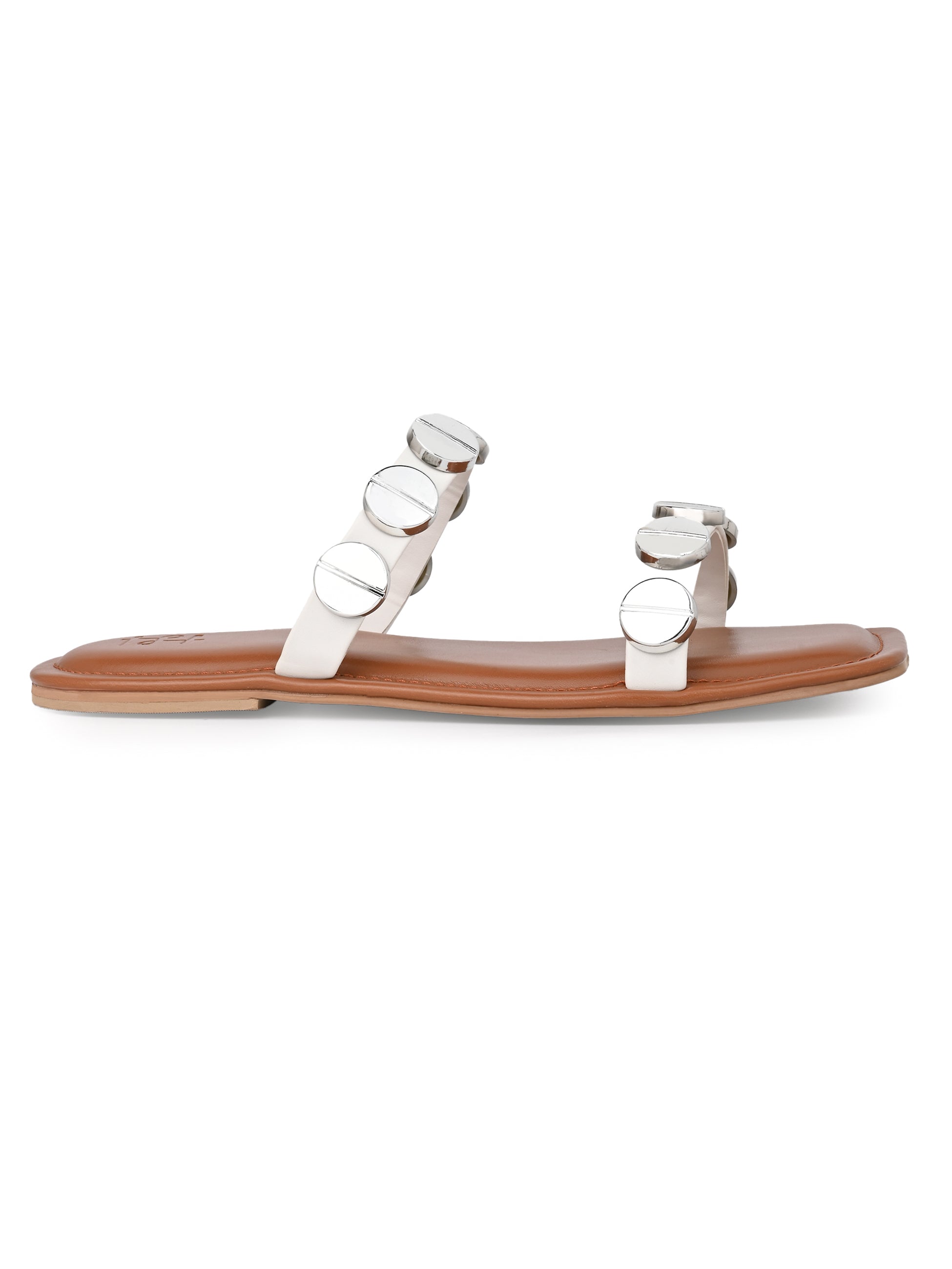 Hydes N Hues Silver coin Open toe Flats For Women