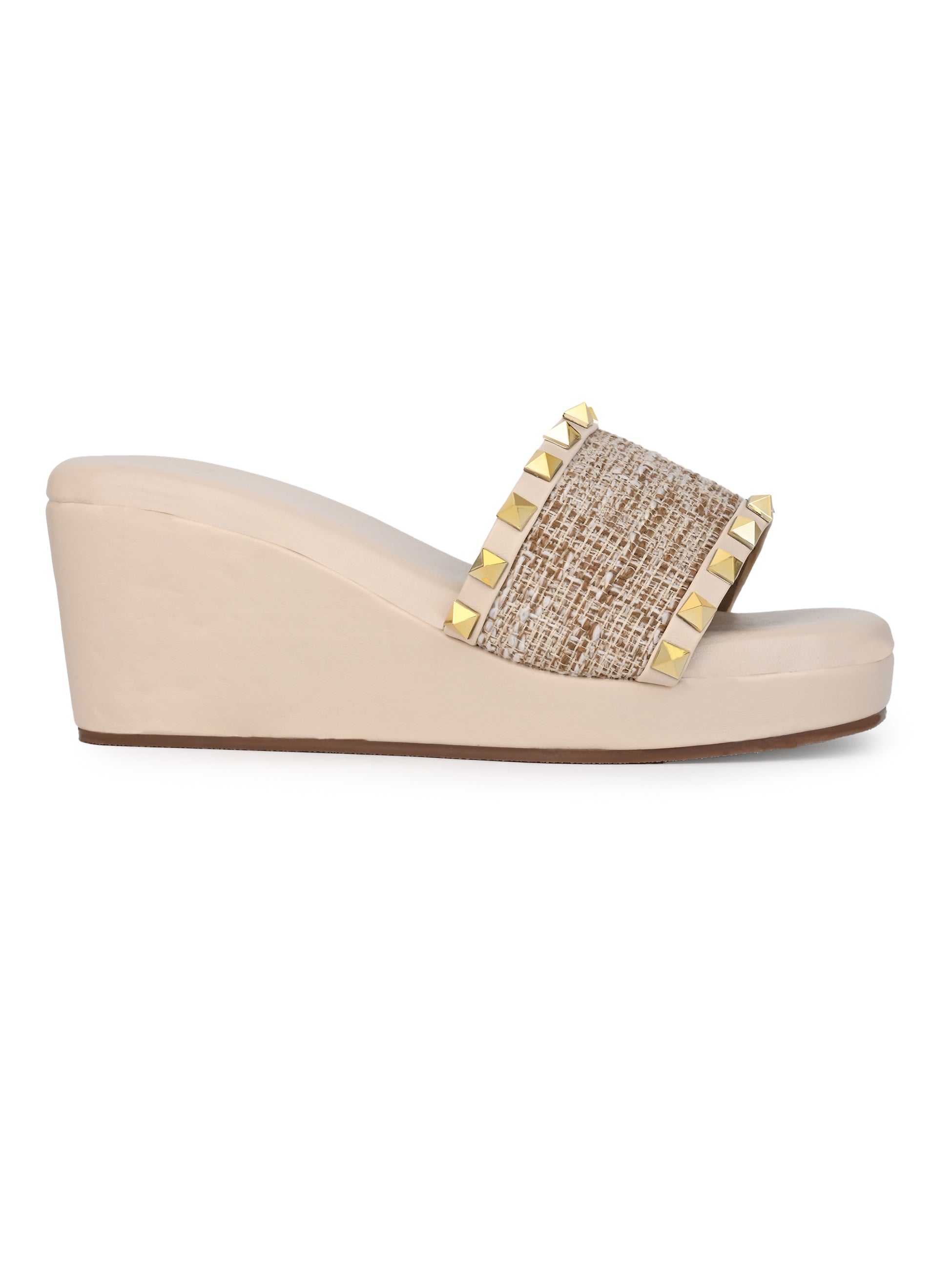 Hydes N Hues Cream Wedge Heel Sandal For Women