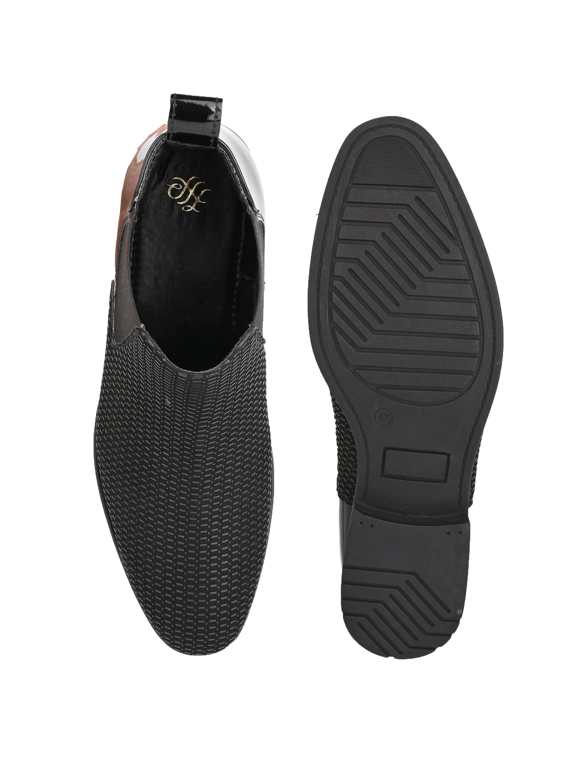 Hydes N Hues Men Black Textured Boots