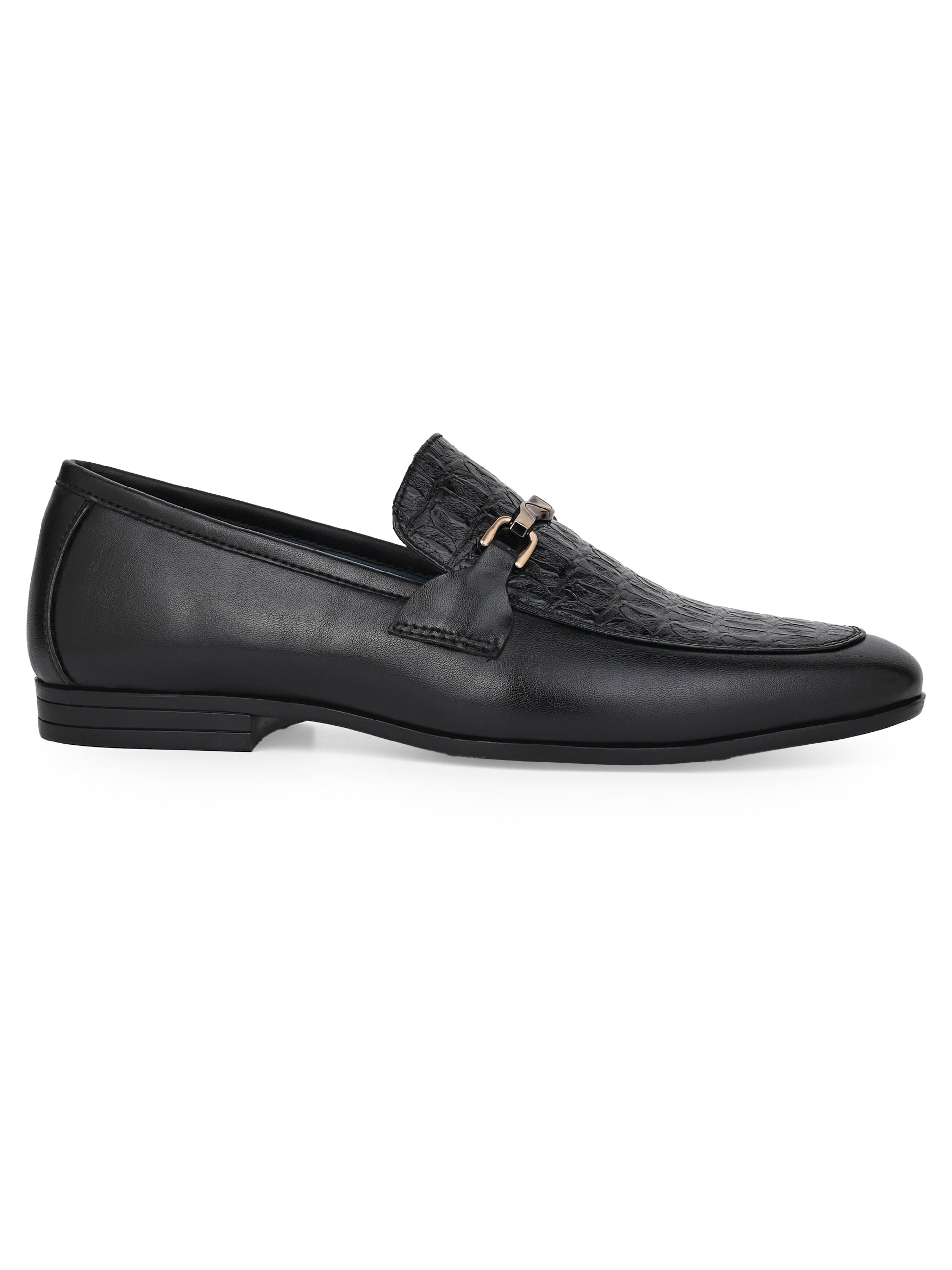Hydes N Hues Men Black Textured Loafers