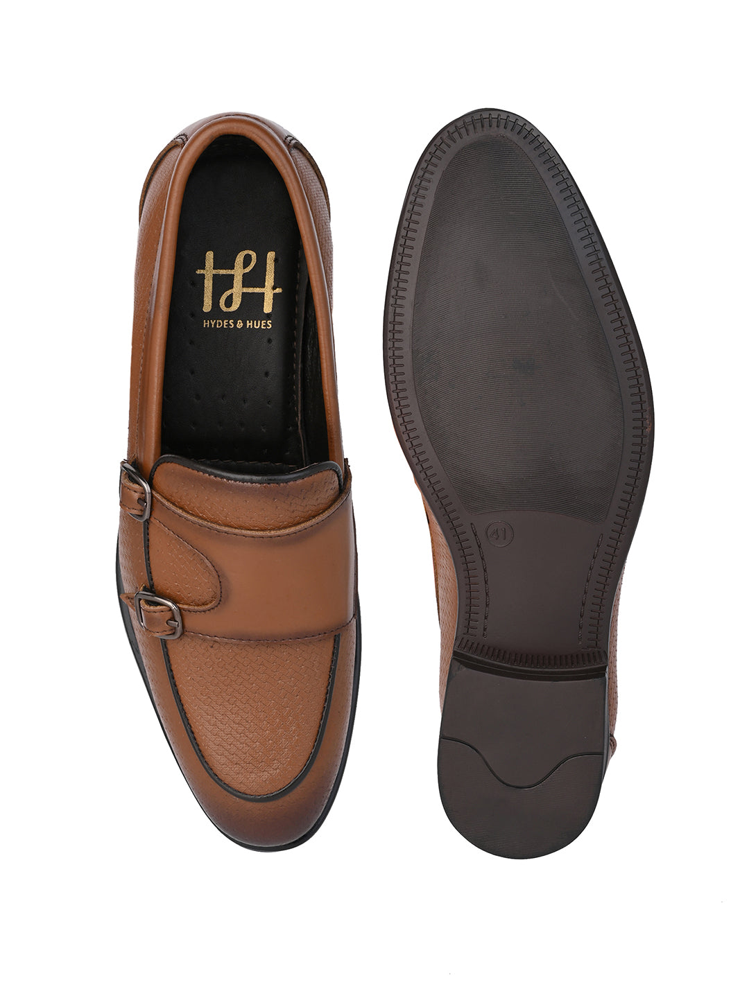 Hydes N Hues Men Tan Leather Monkstrap Slip-Ons