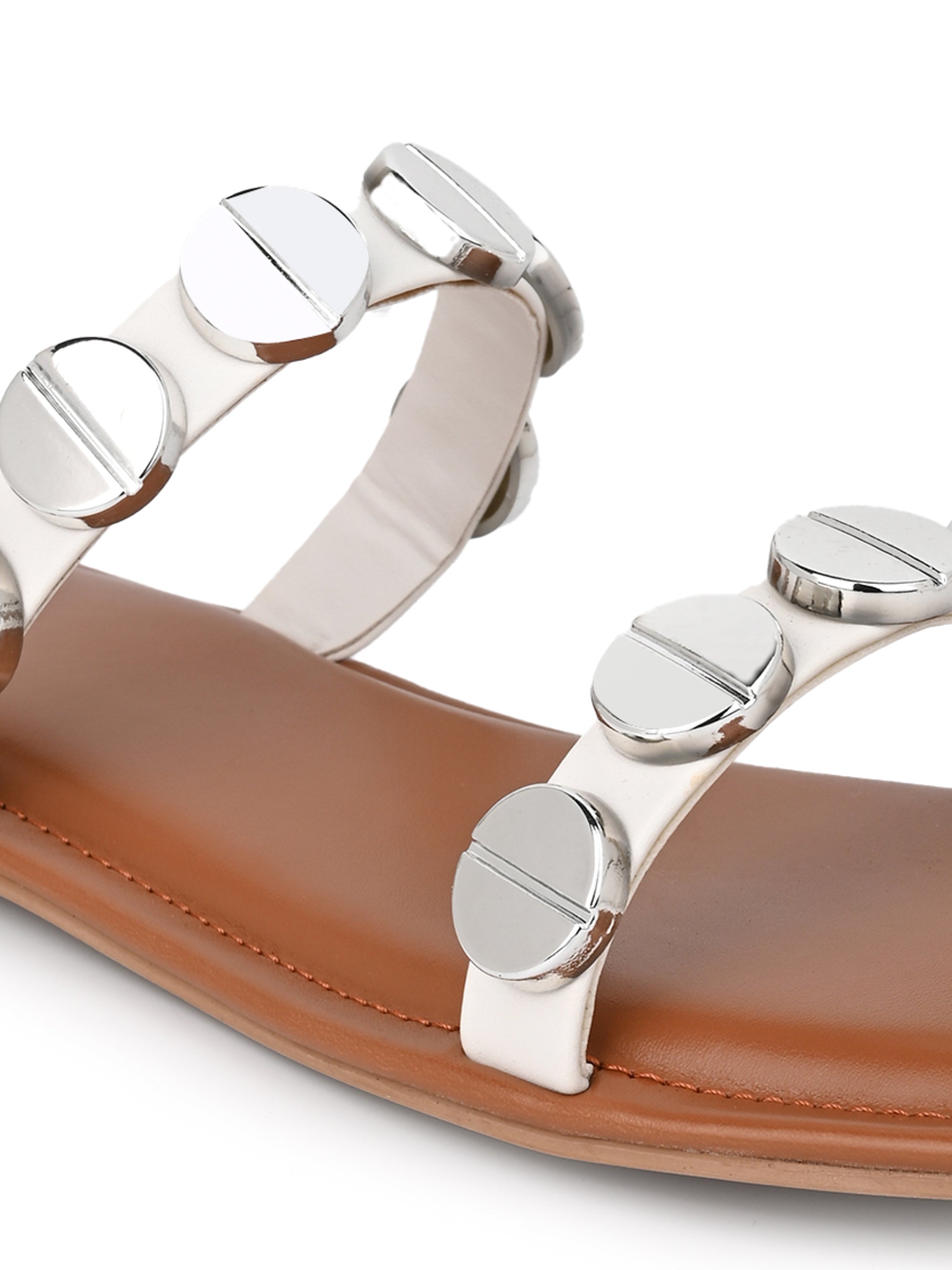Hydes N Hues Silver coin Open toe Flats For Women