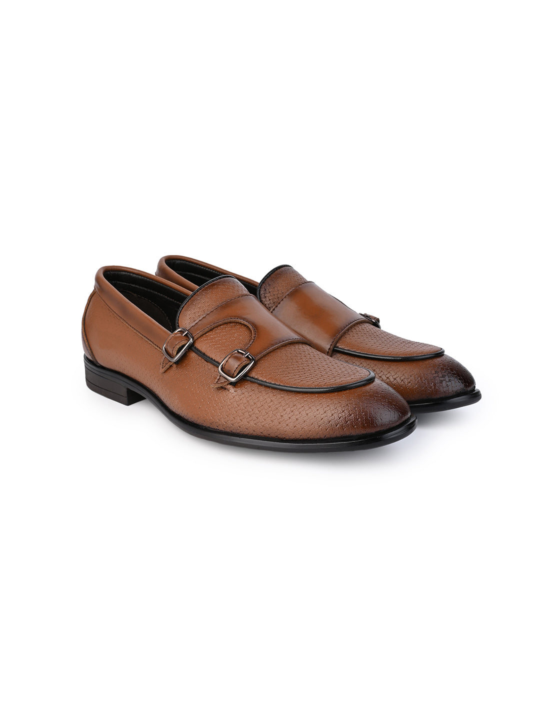 Hydes N Hues Men Tan Leather Monkstrap Slip-Ons