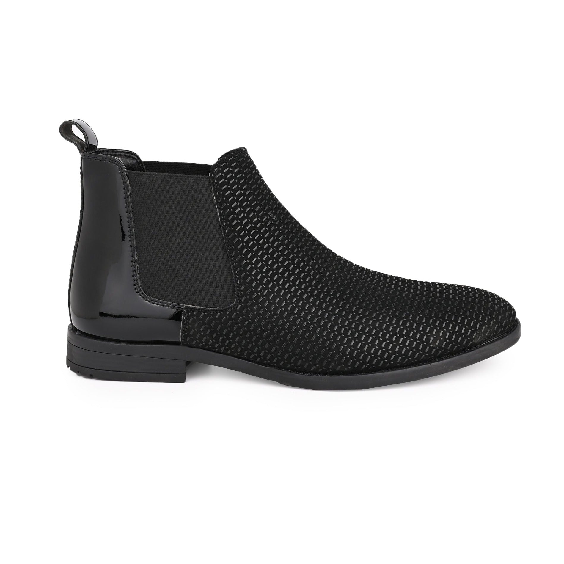 Hydes N Hues Men Black Textured Boots