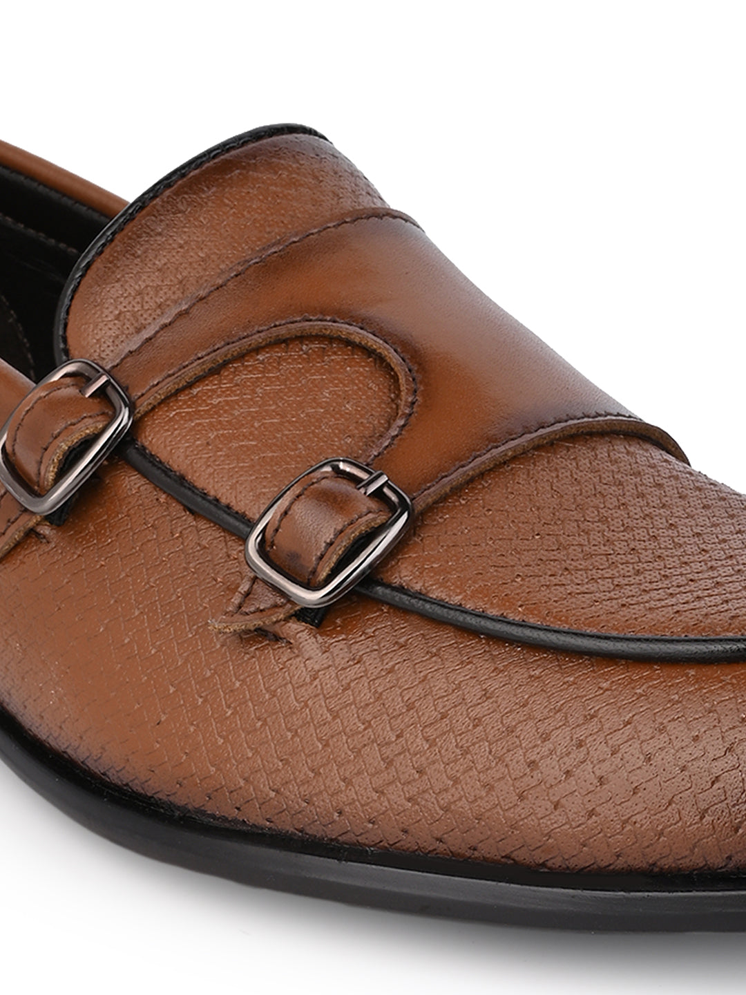 Hydes N Hues Men Tan Leather Monkstrap Slip-Ons