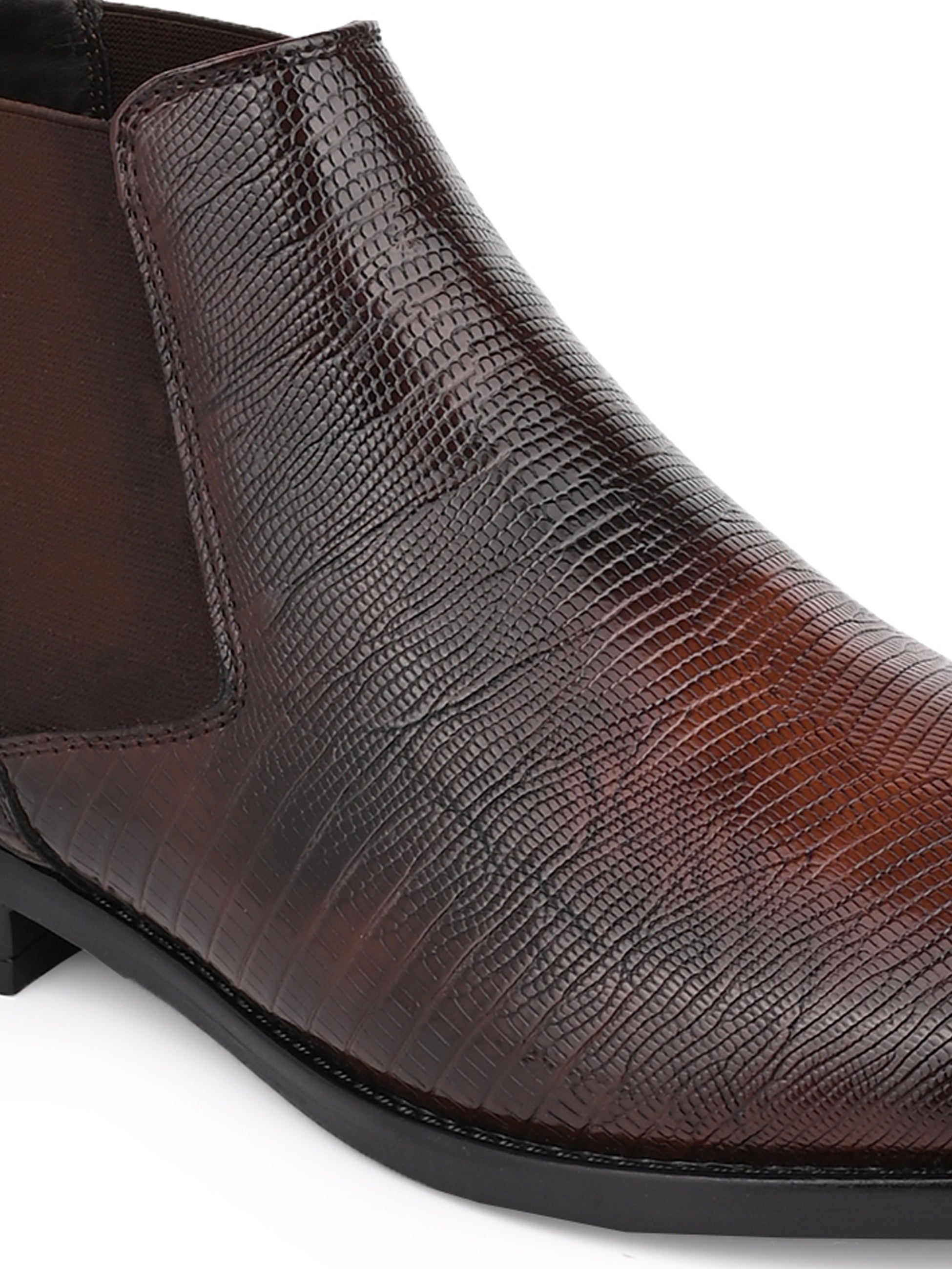 Hydes N Hues Men Brown Textured Boots