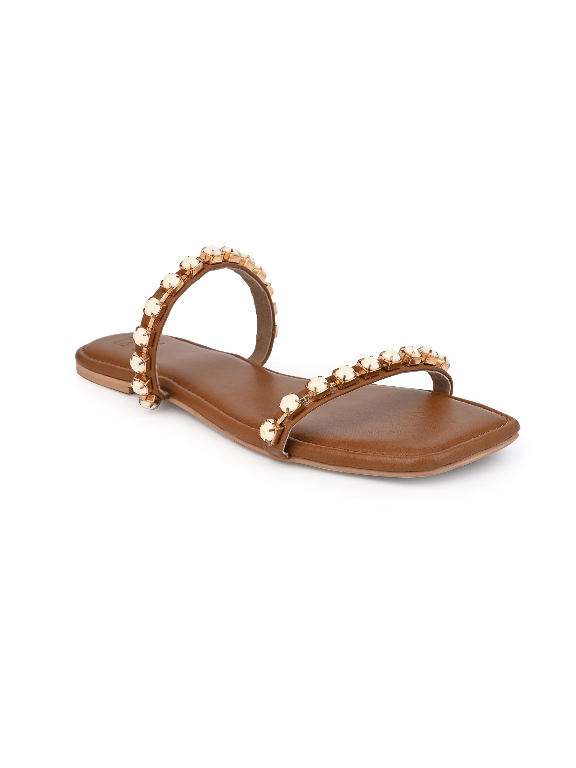 Hydes and Hues Women Open-Toe Studded Flats
