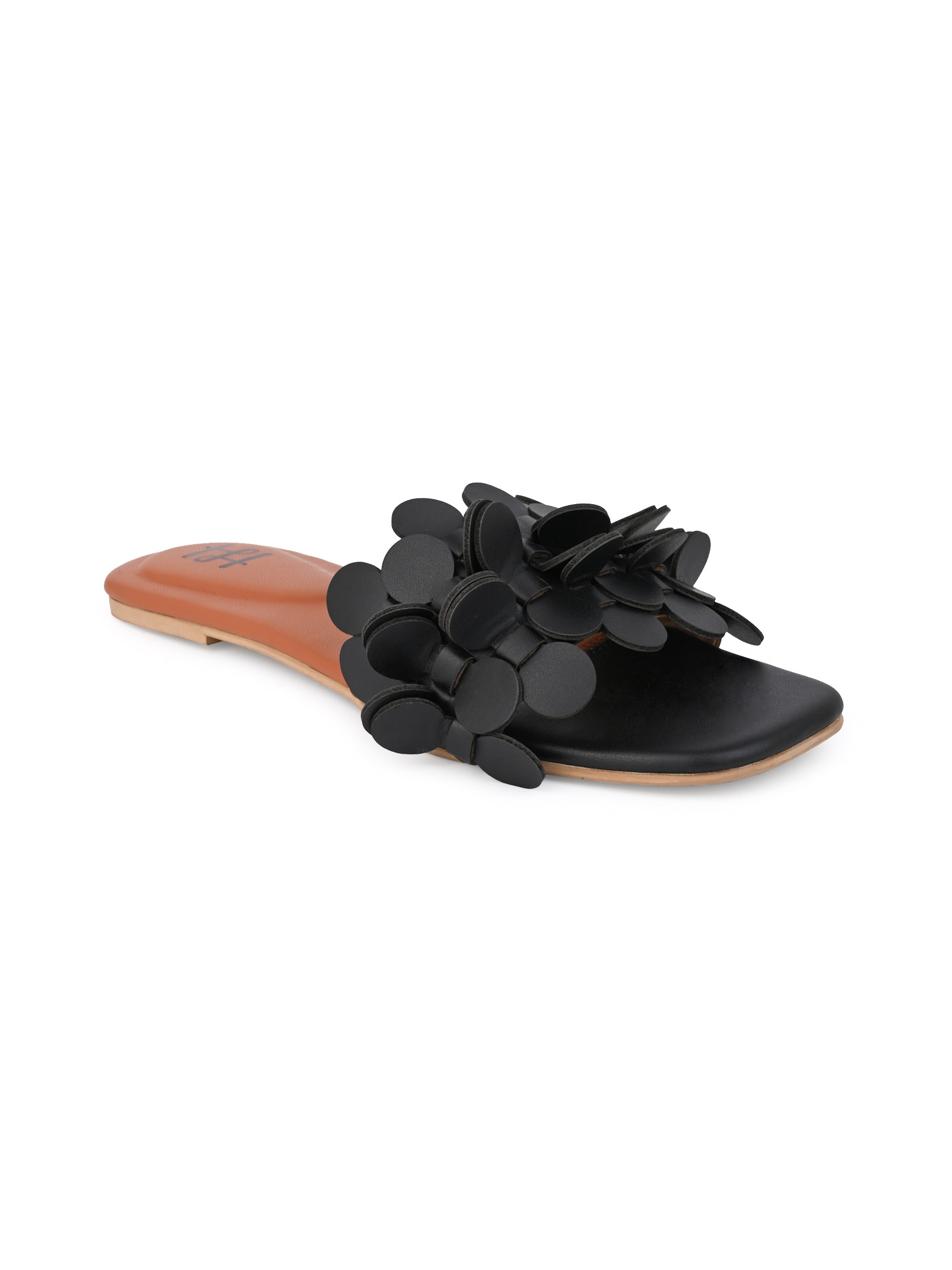 Hydes and Hues Women Open-Toe Black Coin flats