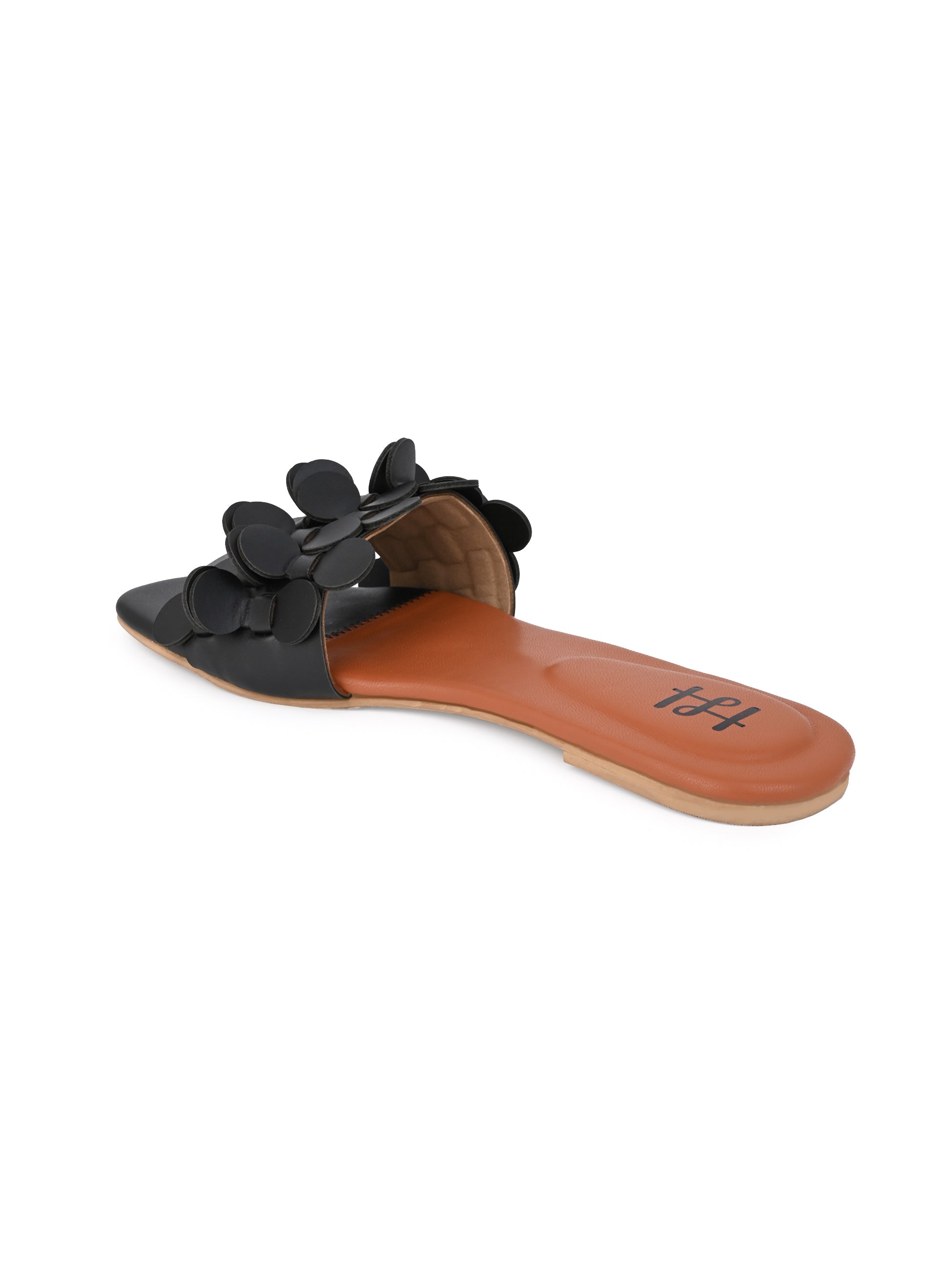 Hydes and Hues Women Open-Toe Black Coin flats