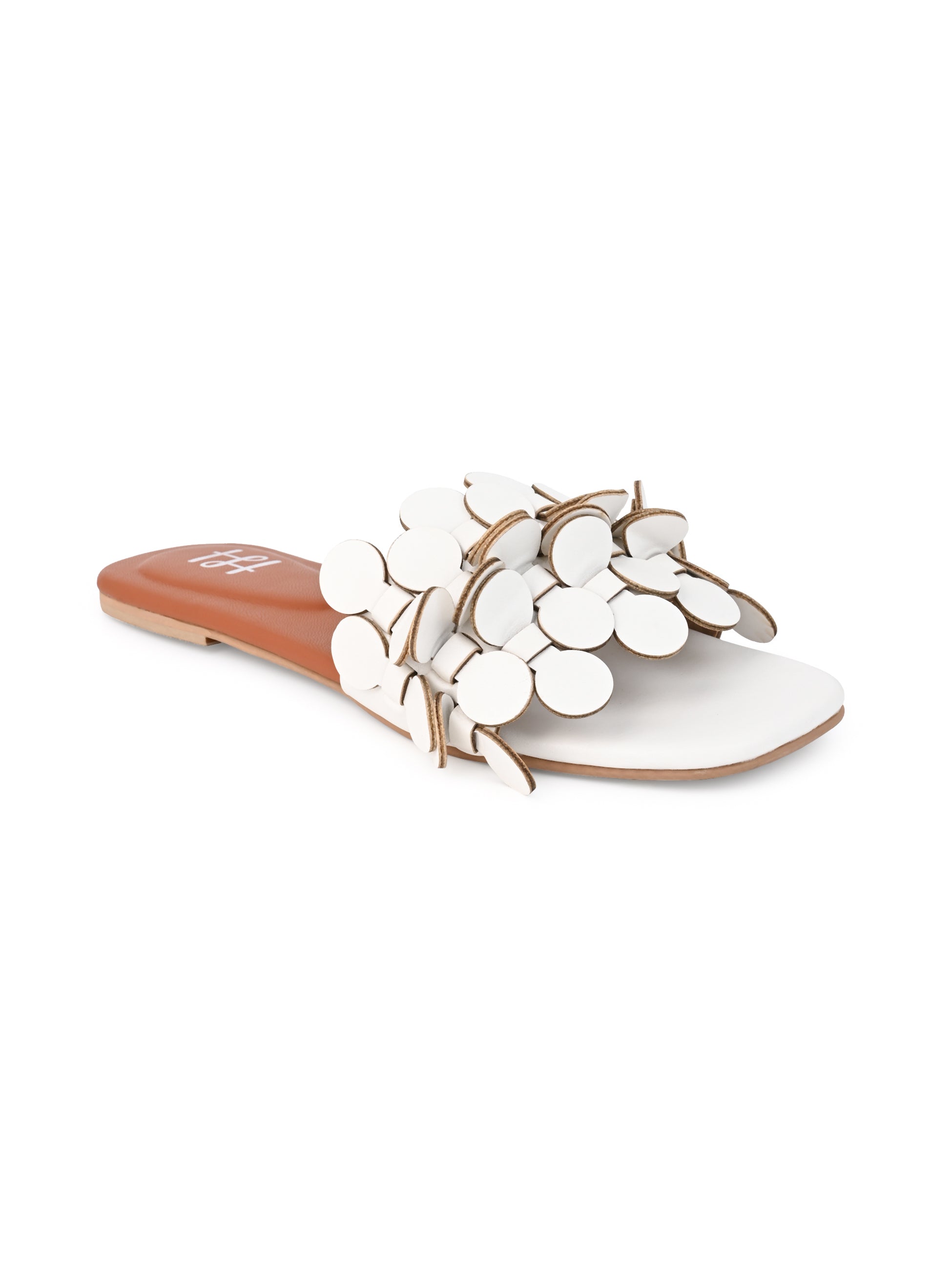 Hydes and Hues Women Open-Toe White Coin flats