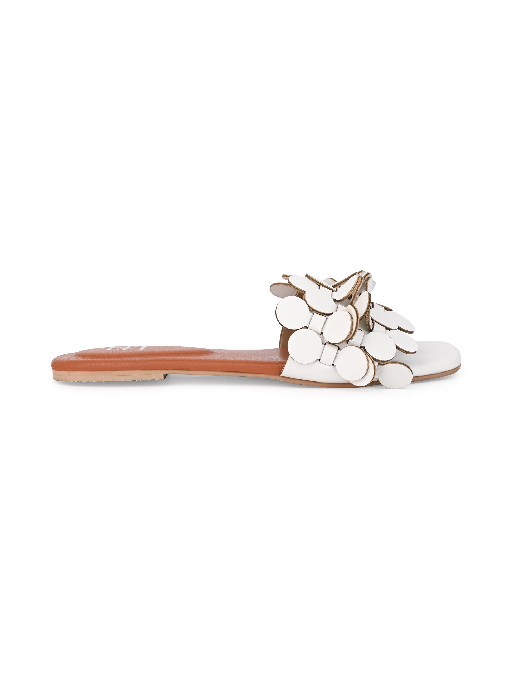 Hydes and Hues Women Open-Toe White Coin flats