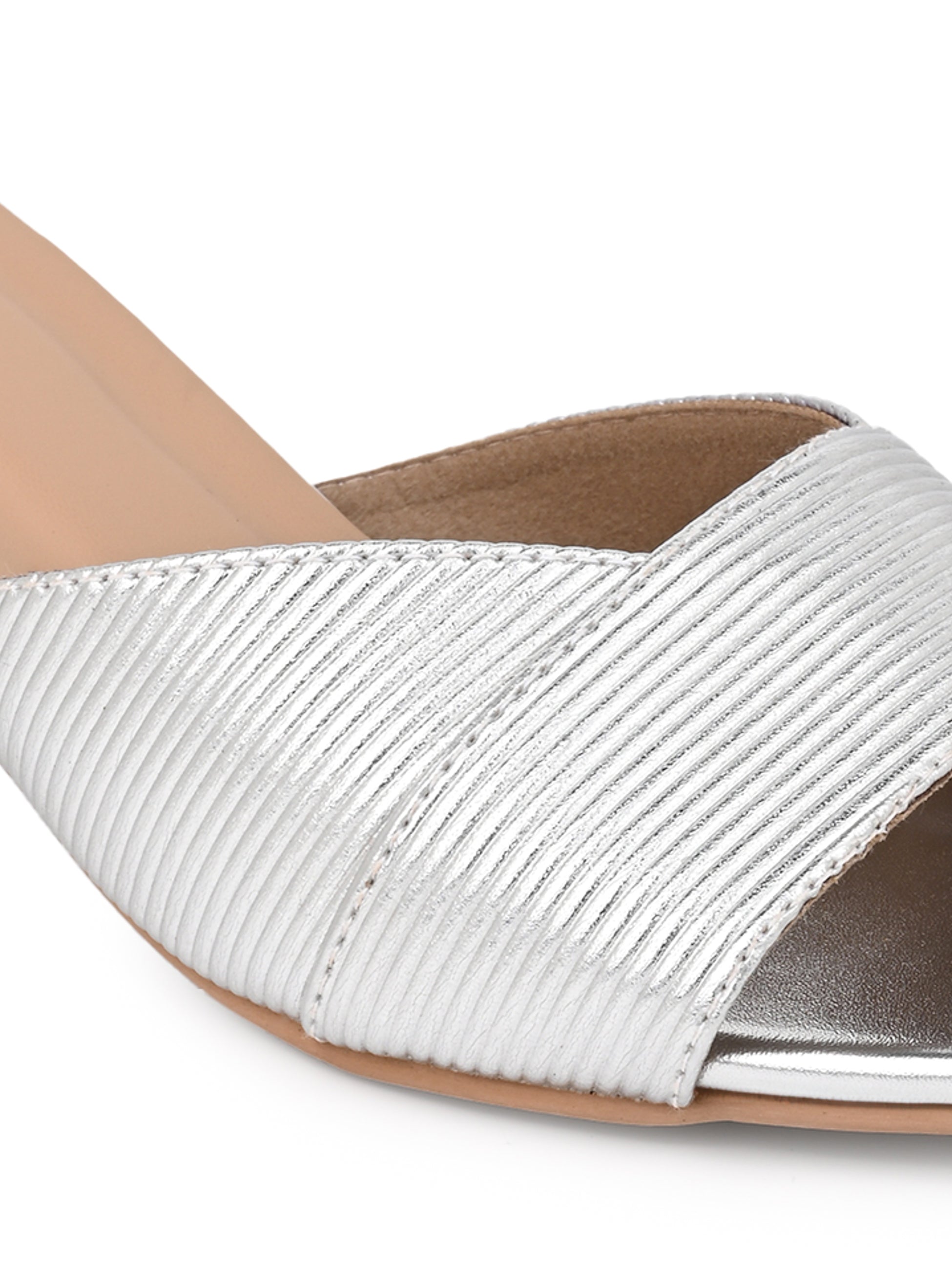 Hydes N Hues Silver Golden Hour Kitten Heel Sandal For Women