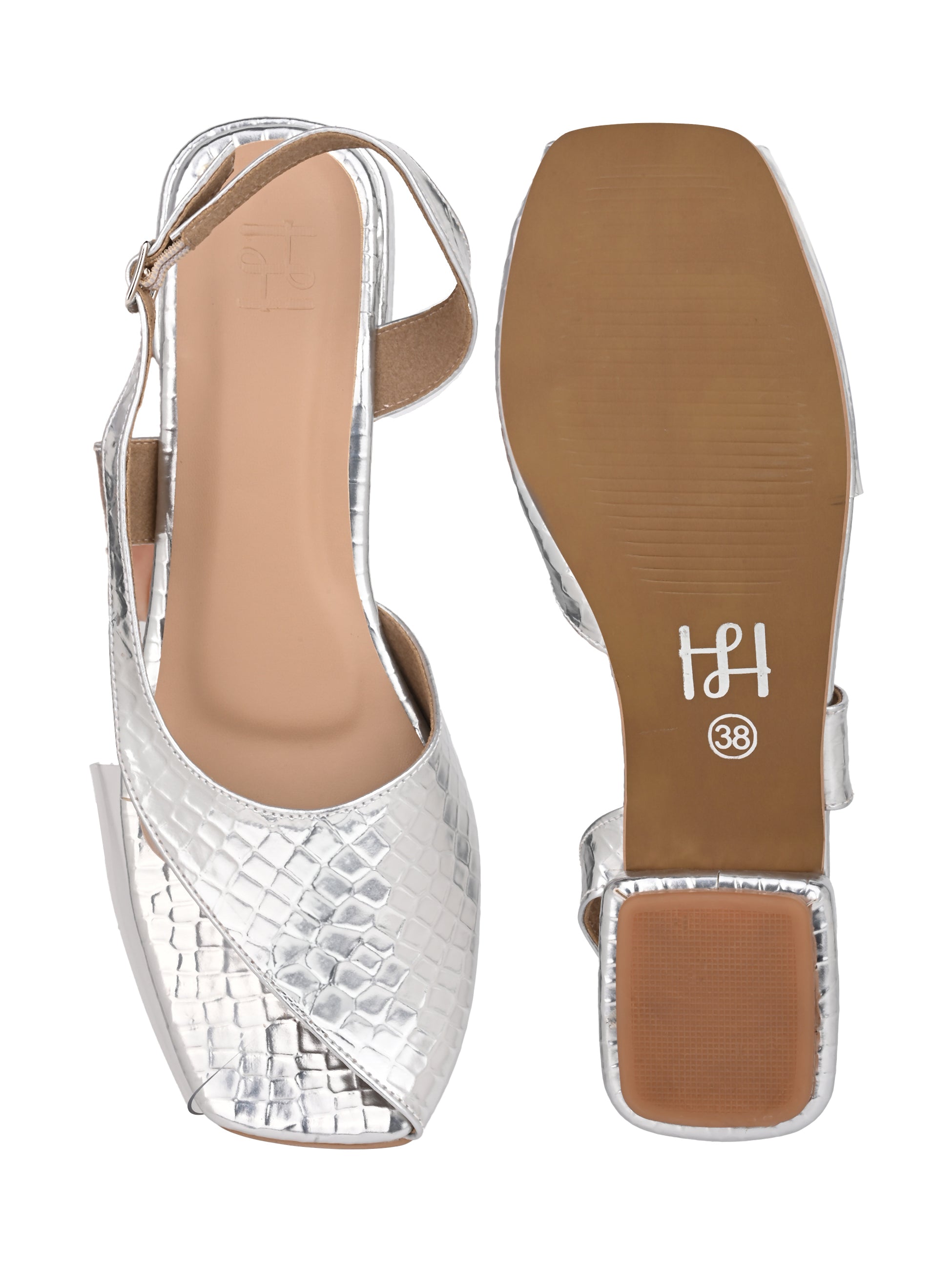 Hydes N hues Silver Open Toe Flats For Women