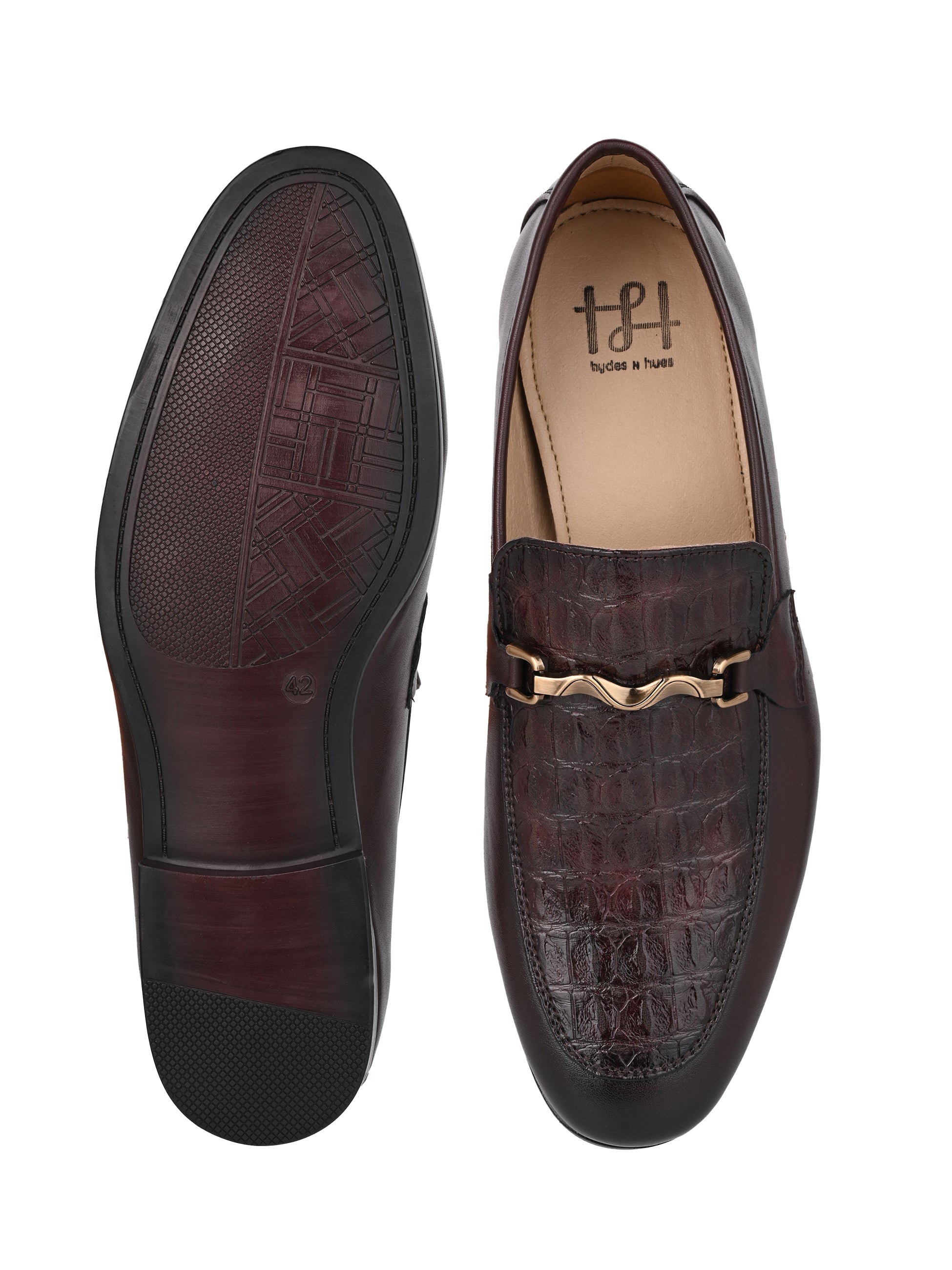 Hydes N Hues Men Brown Textured Loafers