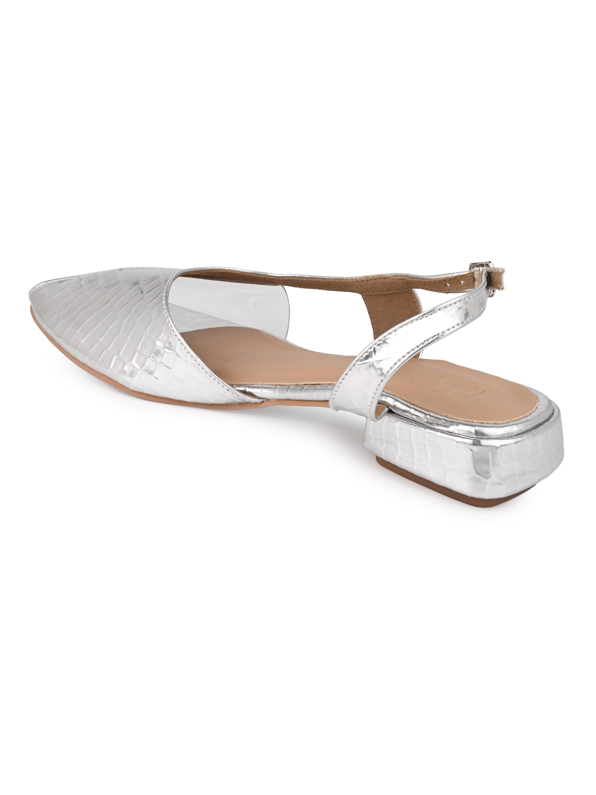Hydes N hues Silver Open Toe Flats For Women