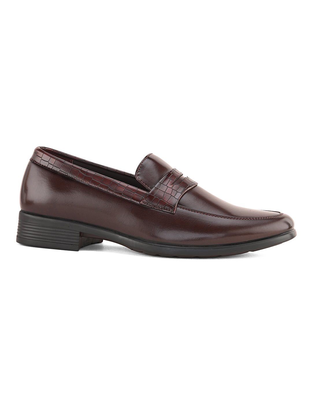 Hydes N Hues Brown Semi-Textured Slip-Ons For Men