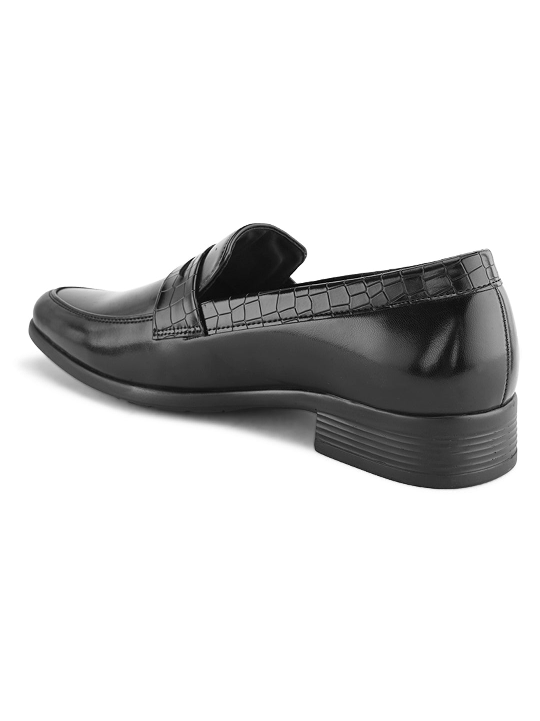Hydes N Hues Black Semi-Textured Slip-Ons For Men