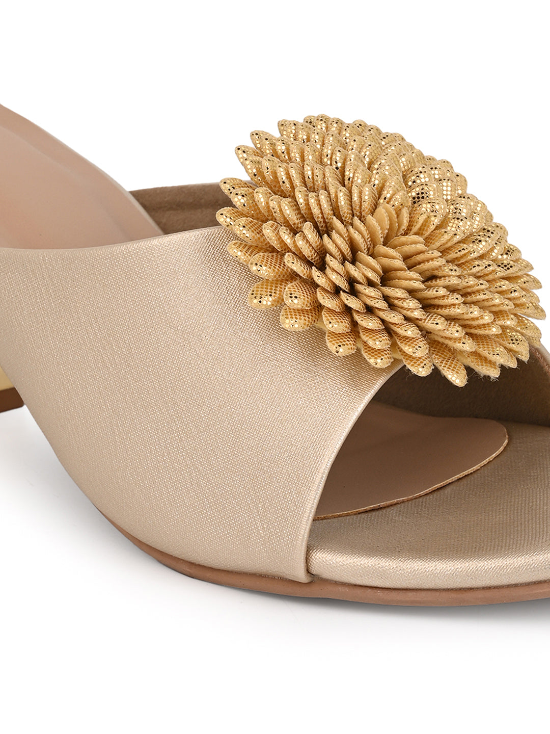 Hydes N Hues Gold Block Heels Comfort Sandal