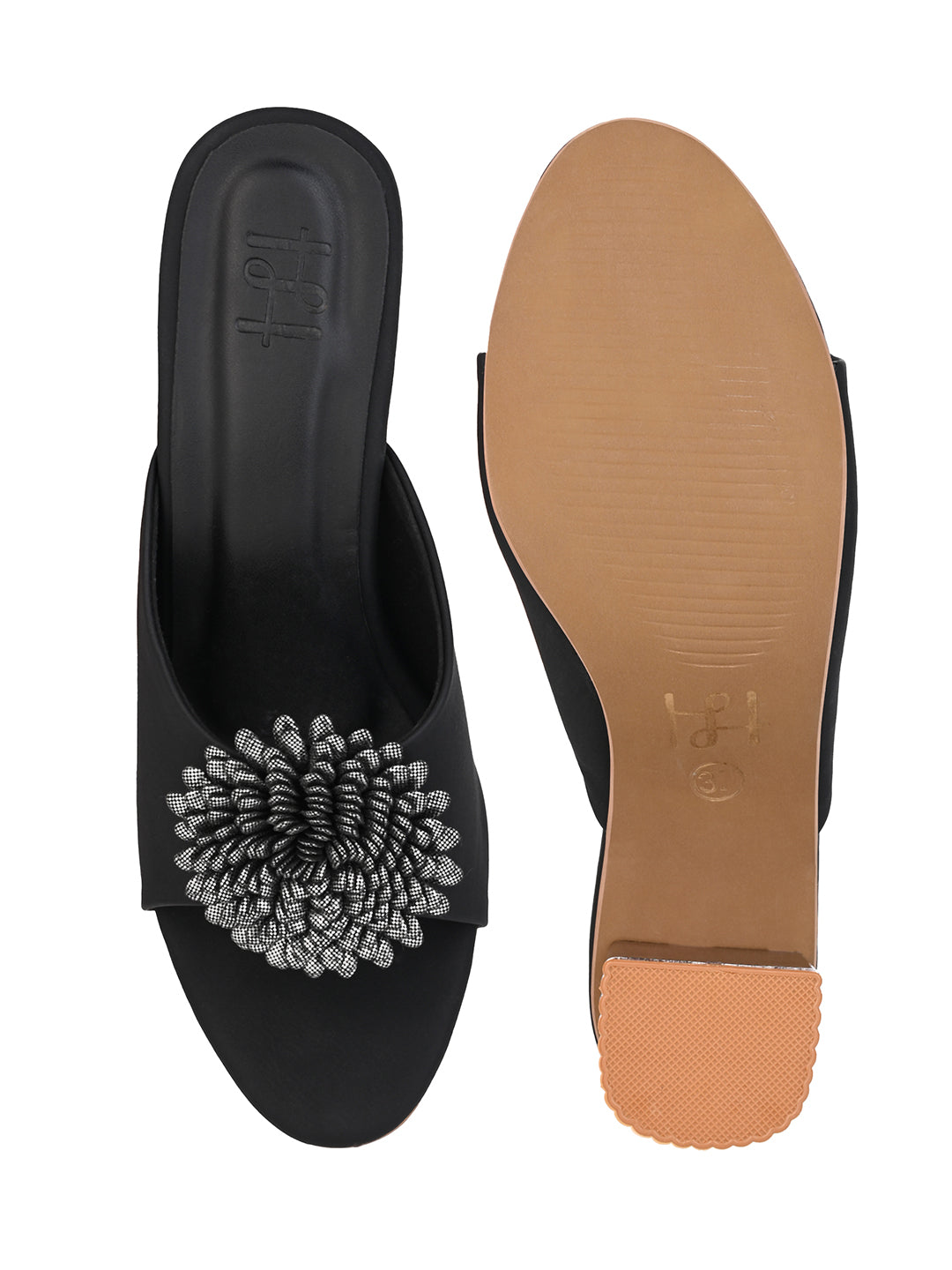 Hydes N Hues Black Block Heels Comfort Sandal