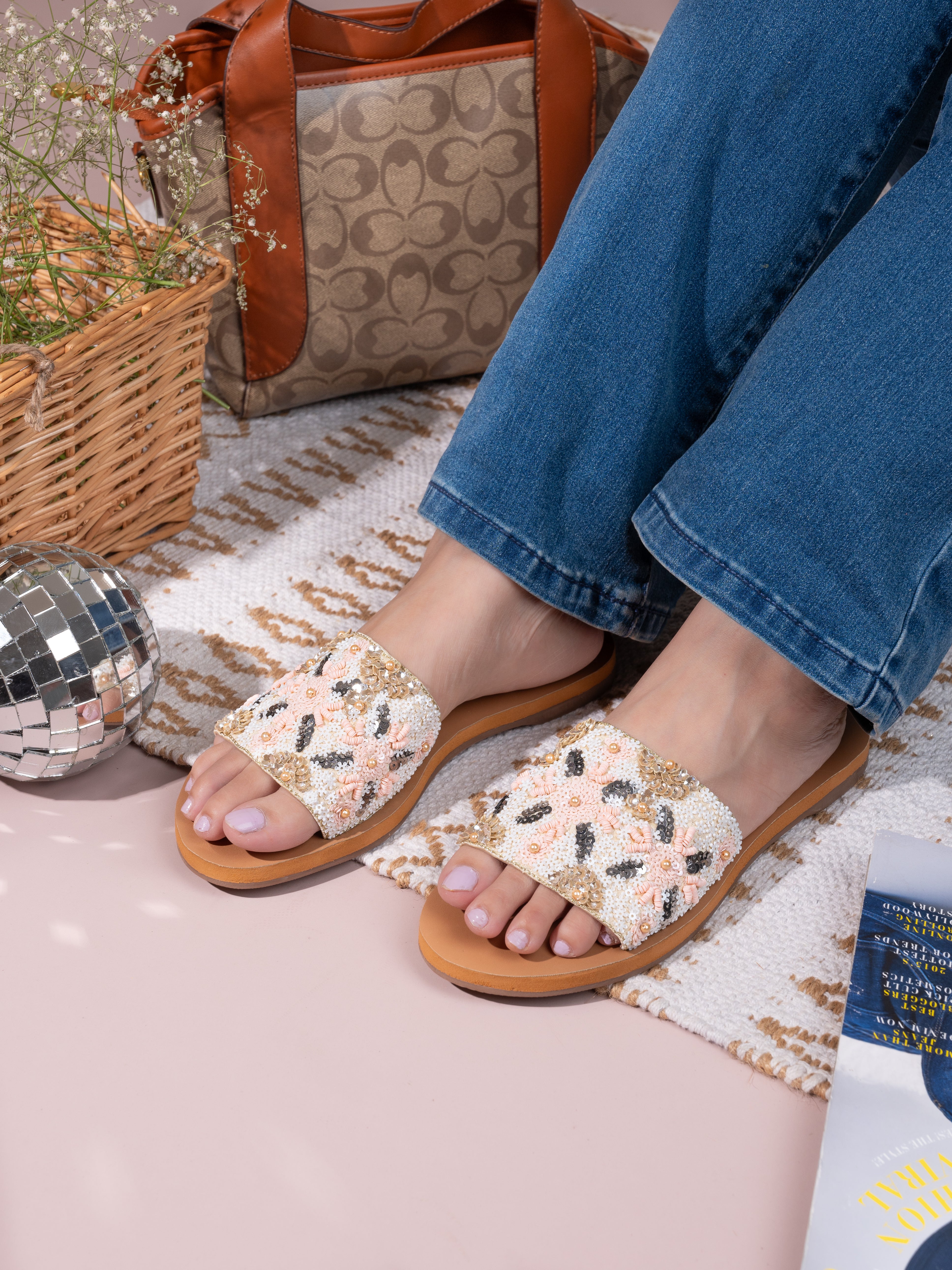 Hydes and Hues Women Glam Up Brown Flats