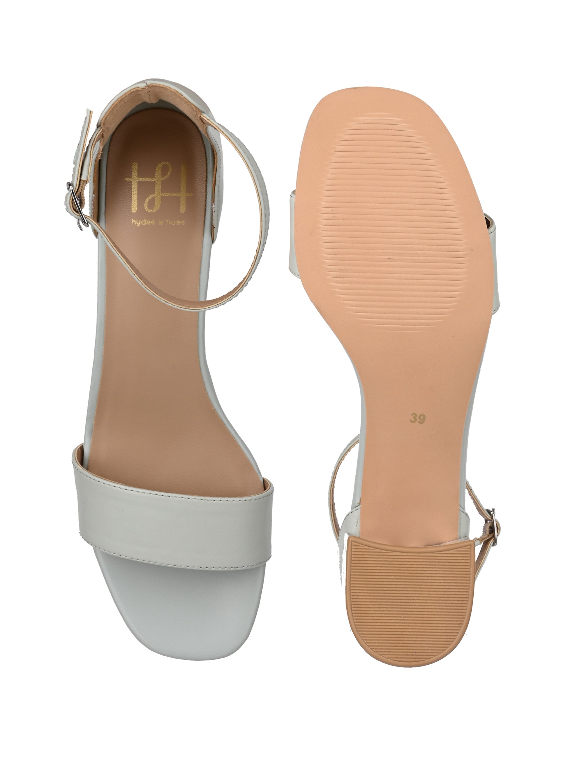 Hydes N Hues Mint Green Block Pumps with Stone Finish Heels