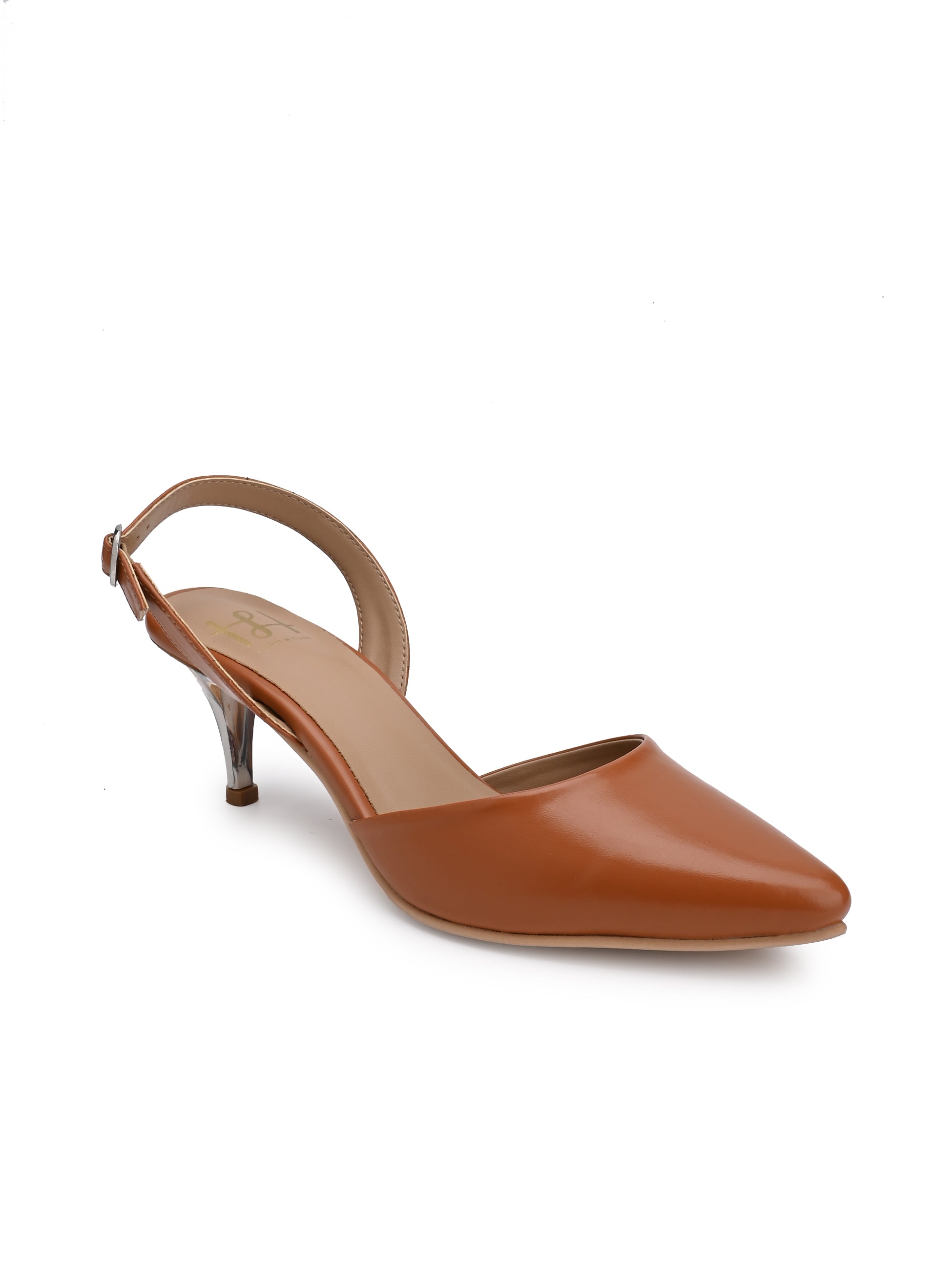 Hydes N Hues Tan Stone Finished Kitten Heels