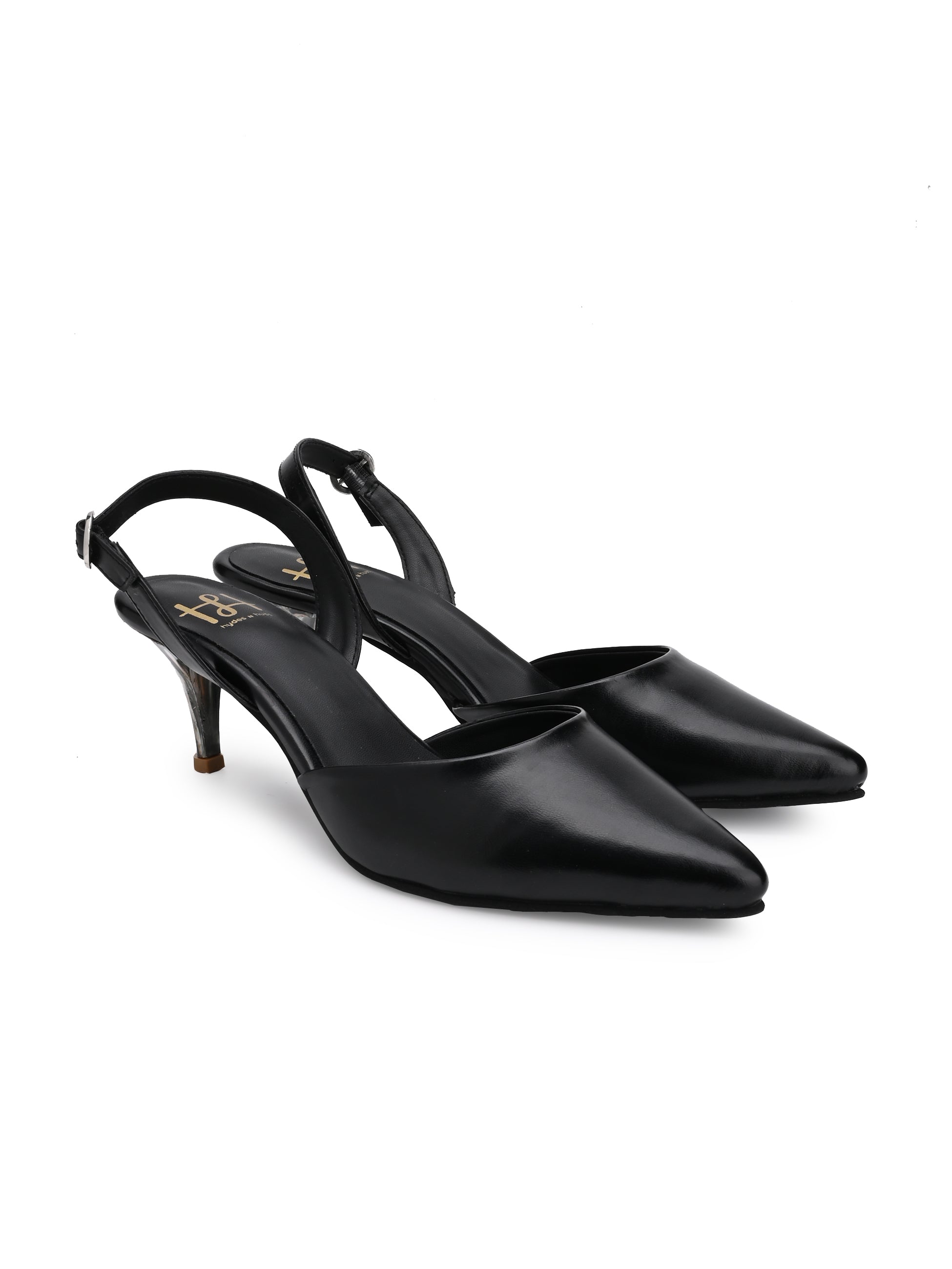 Hydes N Hues Black Stone Finished Kitten Heels