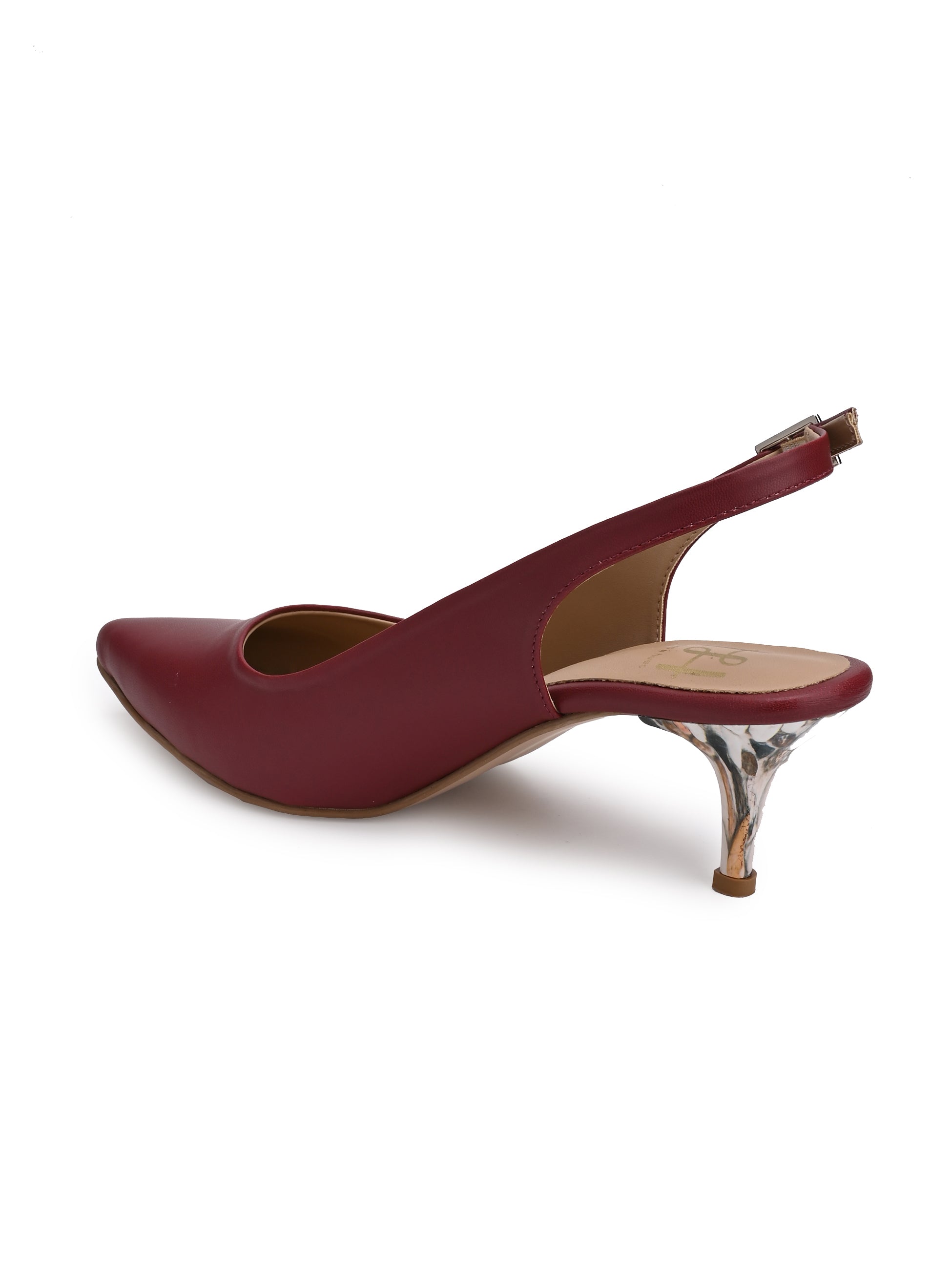 Hydes N Hues Maroon Stone Finished Kitten Heels