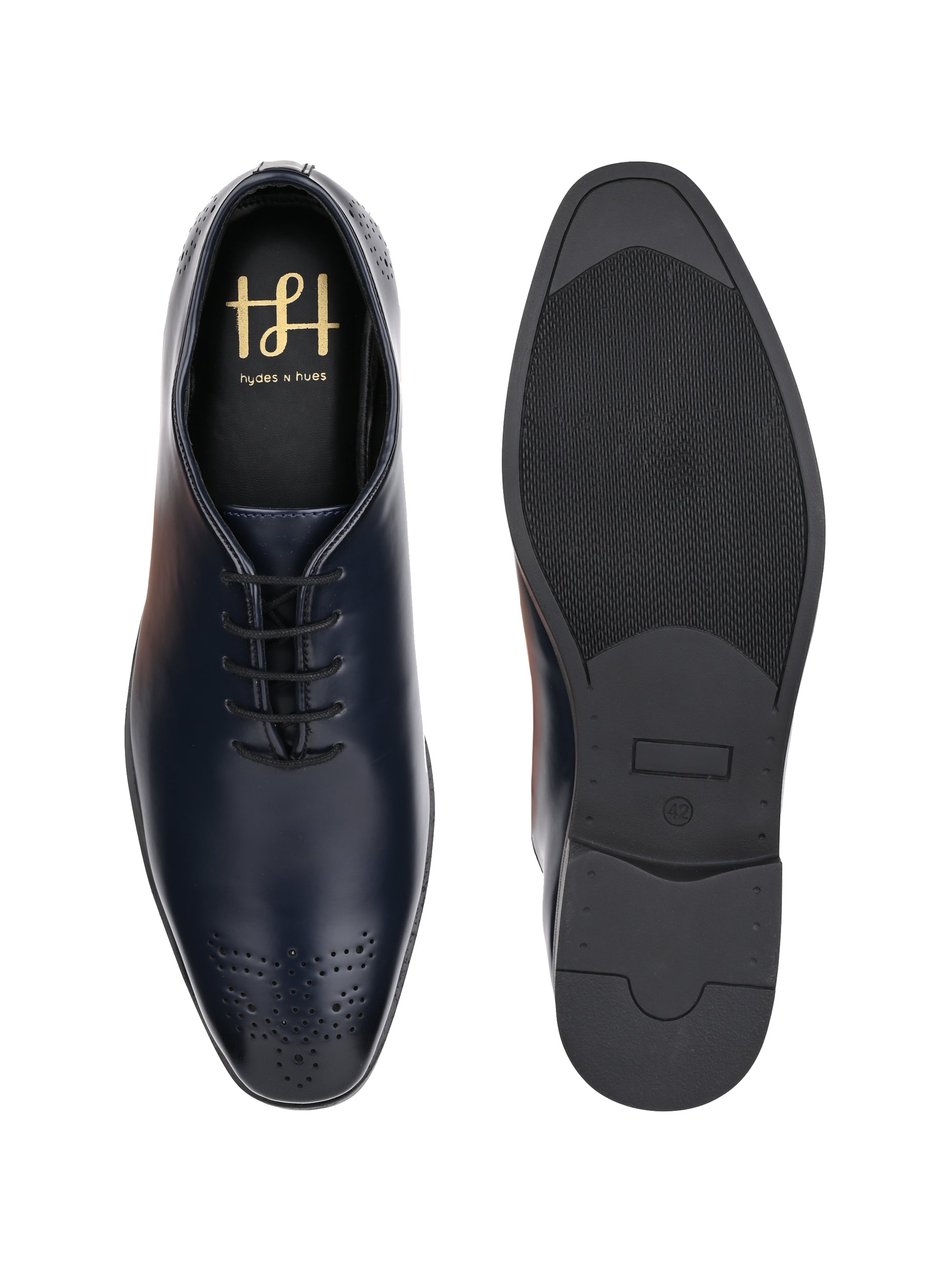 Hydes N Hues Men Blue Lazer Brogue Shoes