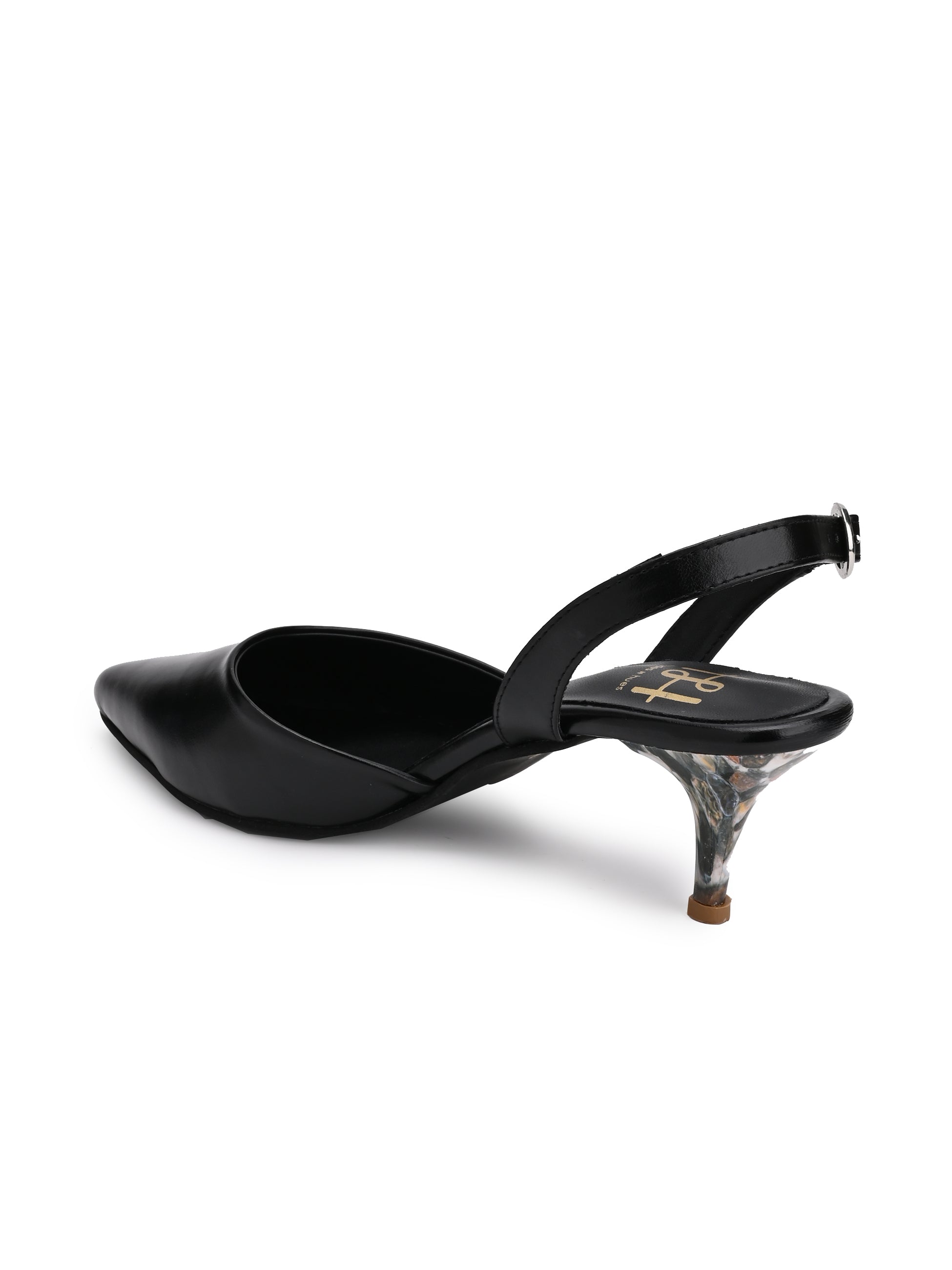 Hydes N Hues Black Stone Finished Kitten Heels