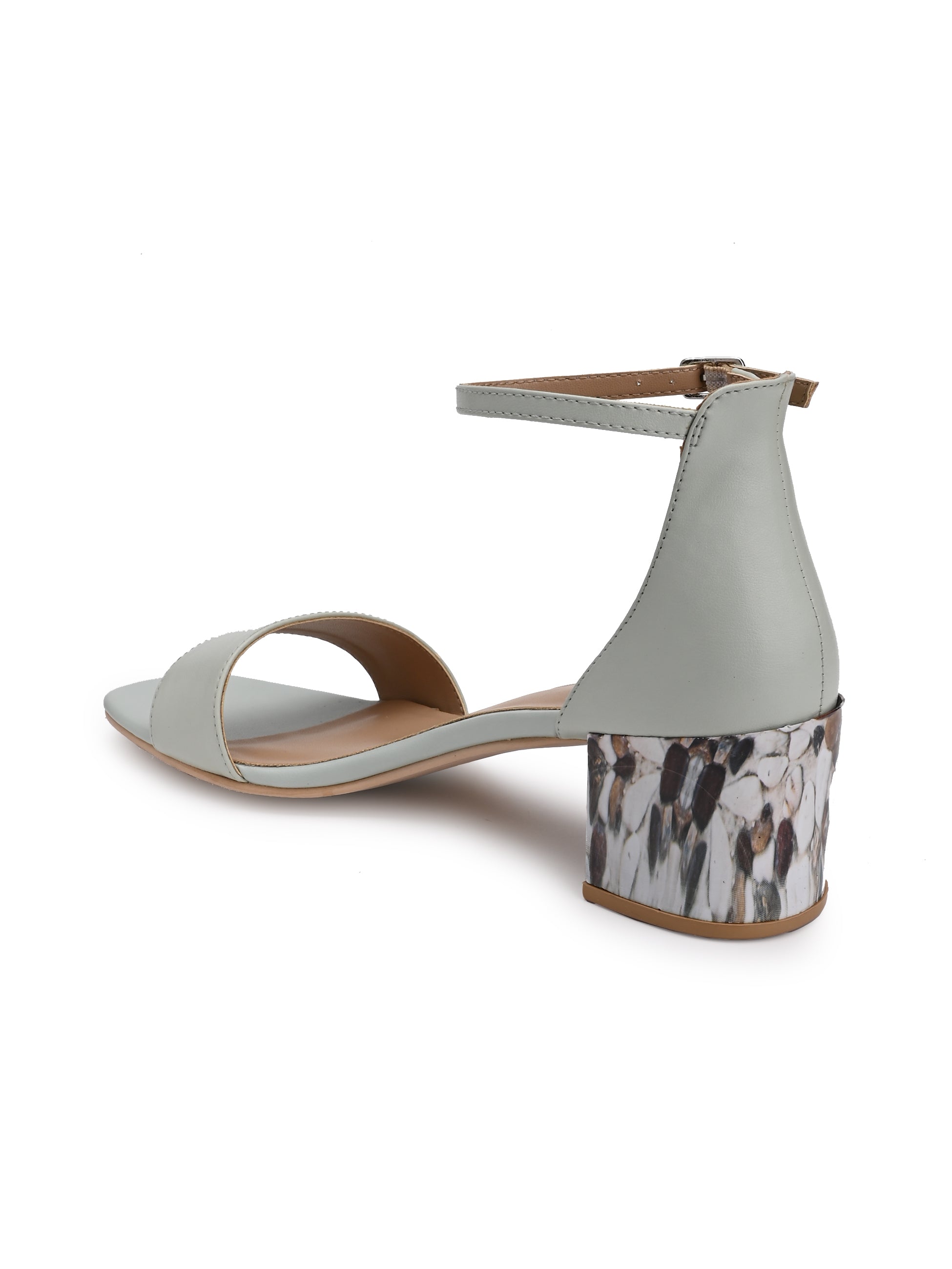 Hydes N Hues Mint Green Block Pumps with Stone Finish Heels