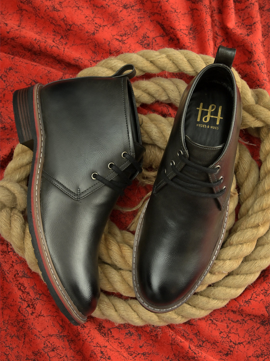 Hydes N Hues Men Black Ankle High Shoes