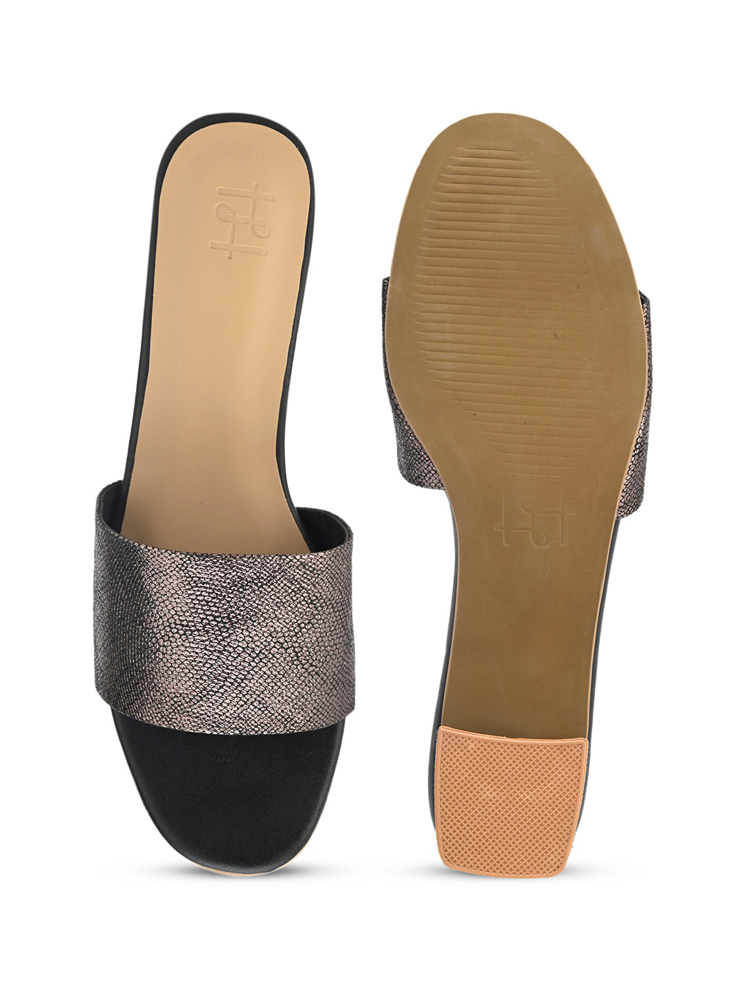 Hydes N Hues Black Short Heels with Gun Metal