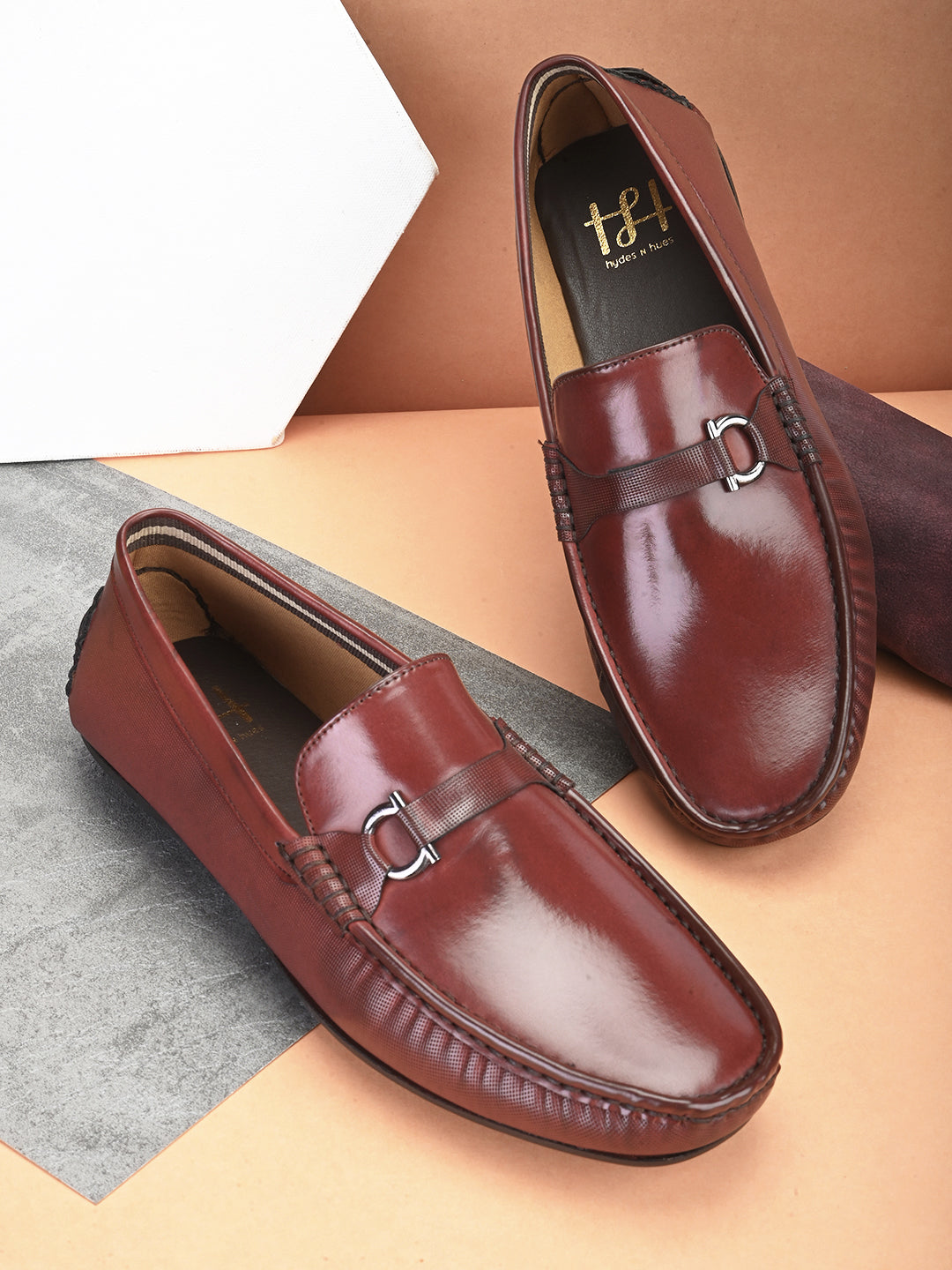 Hydes N Hues Men Cherry Glossy Loafer Shoes