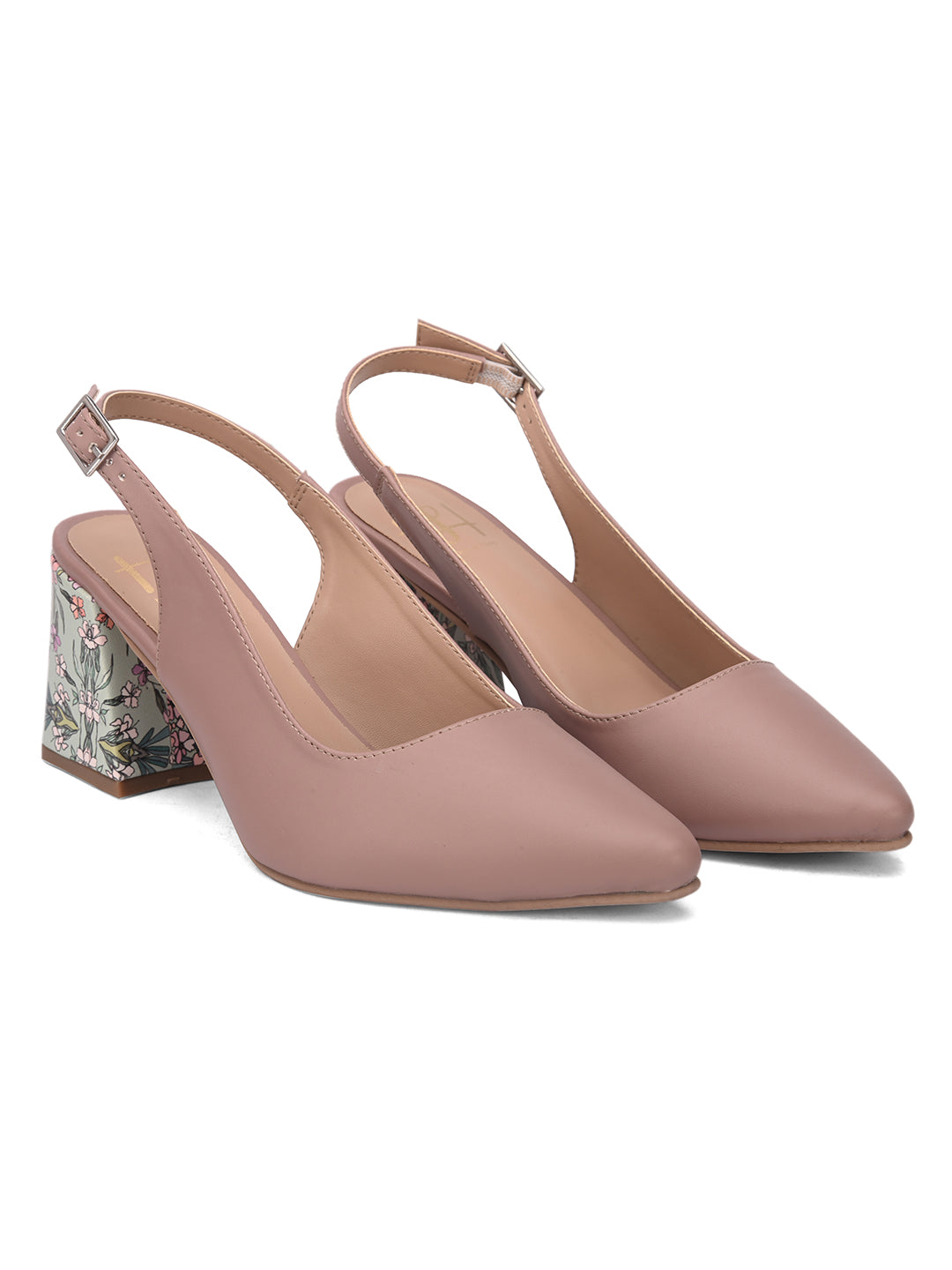 Hydes N Hues Pink Block Pumps with Printed Heels