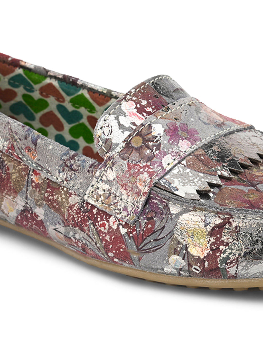 Hydes N Hues Silver Foil Moccasins For Women