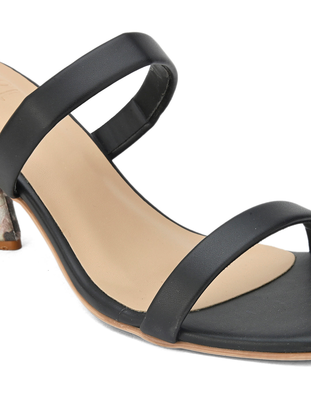 Hydes N Hues Black Printed Block Heels