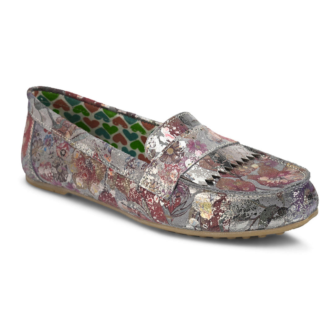 Hydes N Hues Silver Foil Moccasins For Women