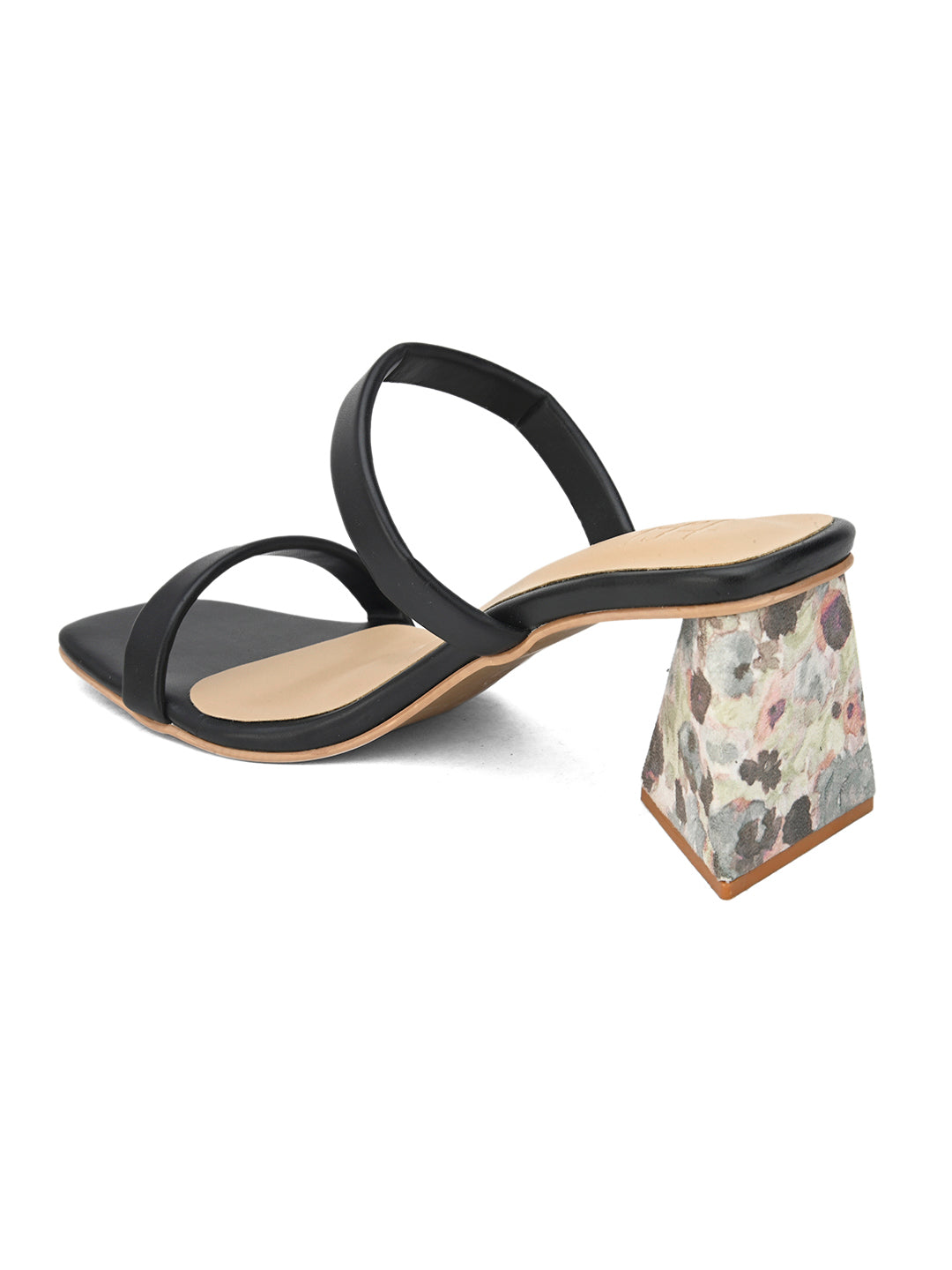 Hydes N Hues Black Printed Block Heels