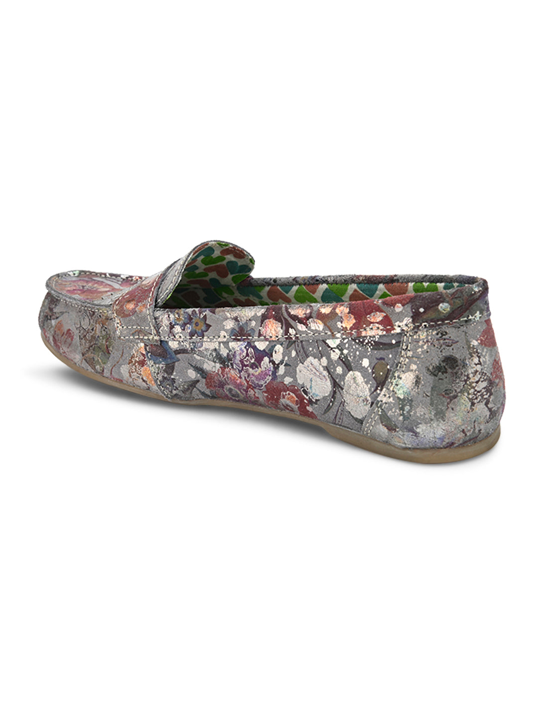 Hydes N Hues Silver Foil Moccasins For Women