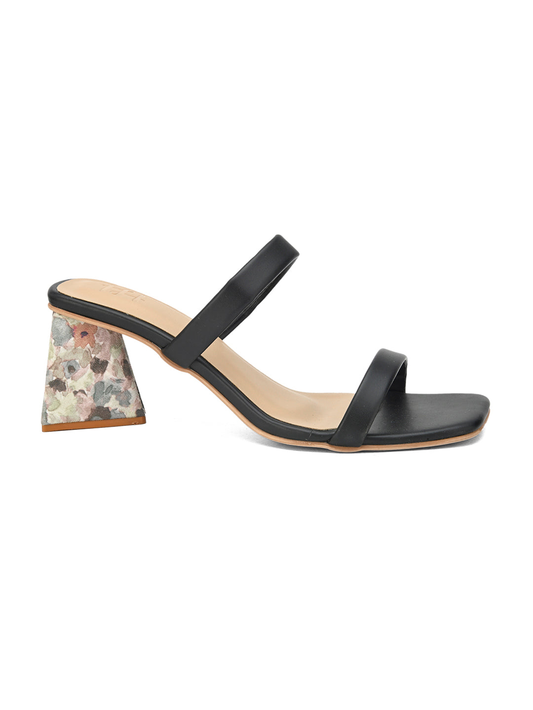 Hydes N Hues Black Printed Block Heels