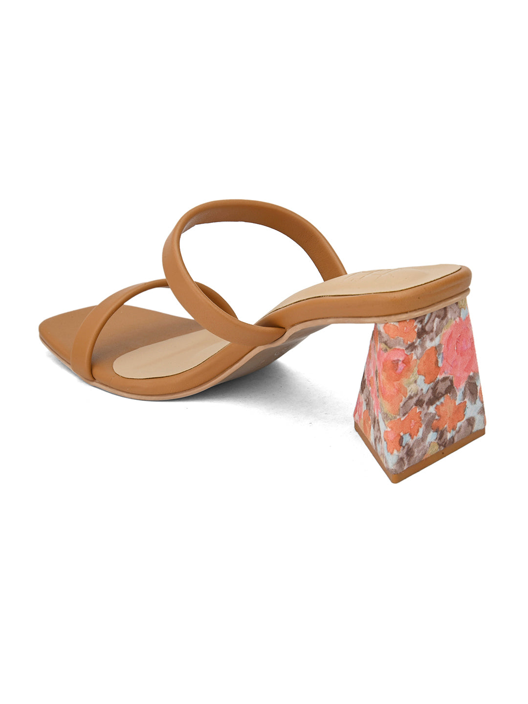 Hydes N Hues Tan Printed Block Heels