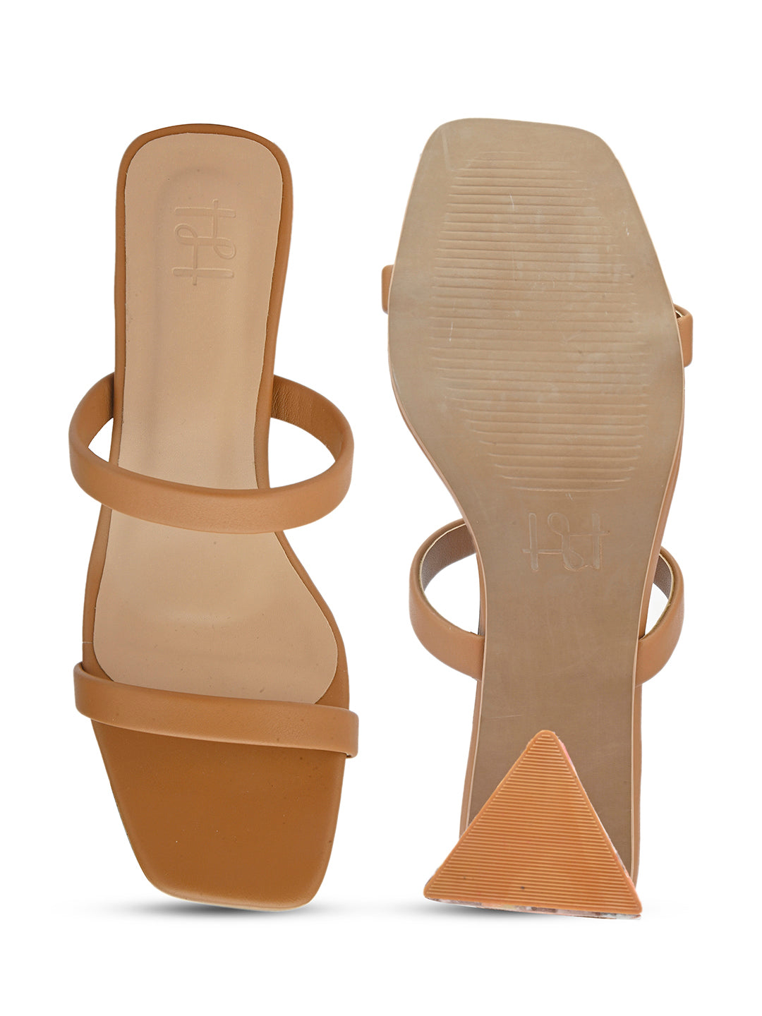 Hydes N Hues Tan Printed Block Heels