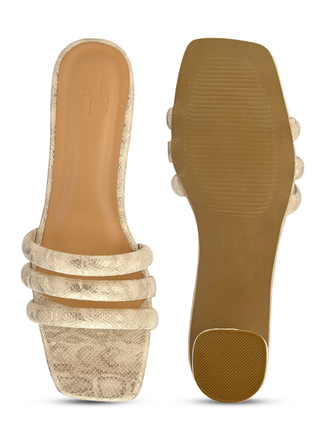 Hydes N Hues White Self Printed Short Heels